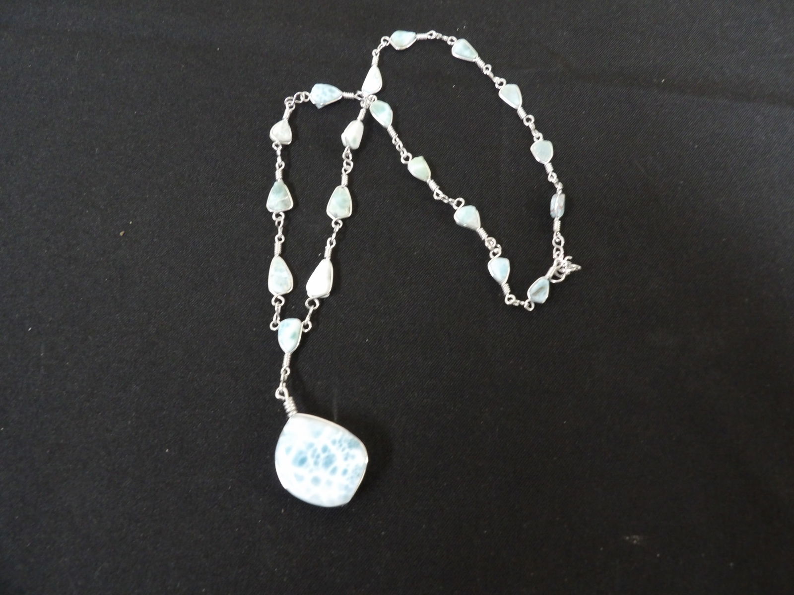 Larimar necklace with larimar pendant (1 of 4)