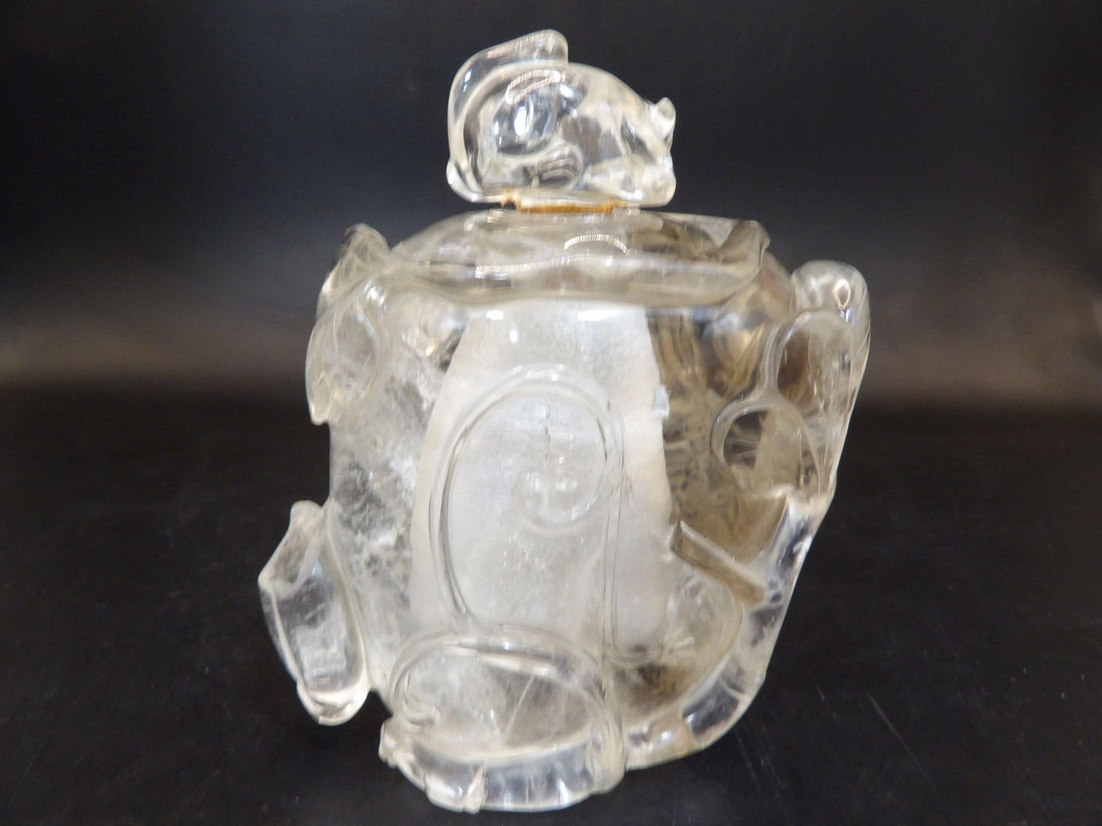 large Chinese rock crystal carved snuff bottle (1 of 8)