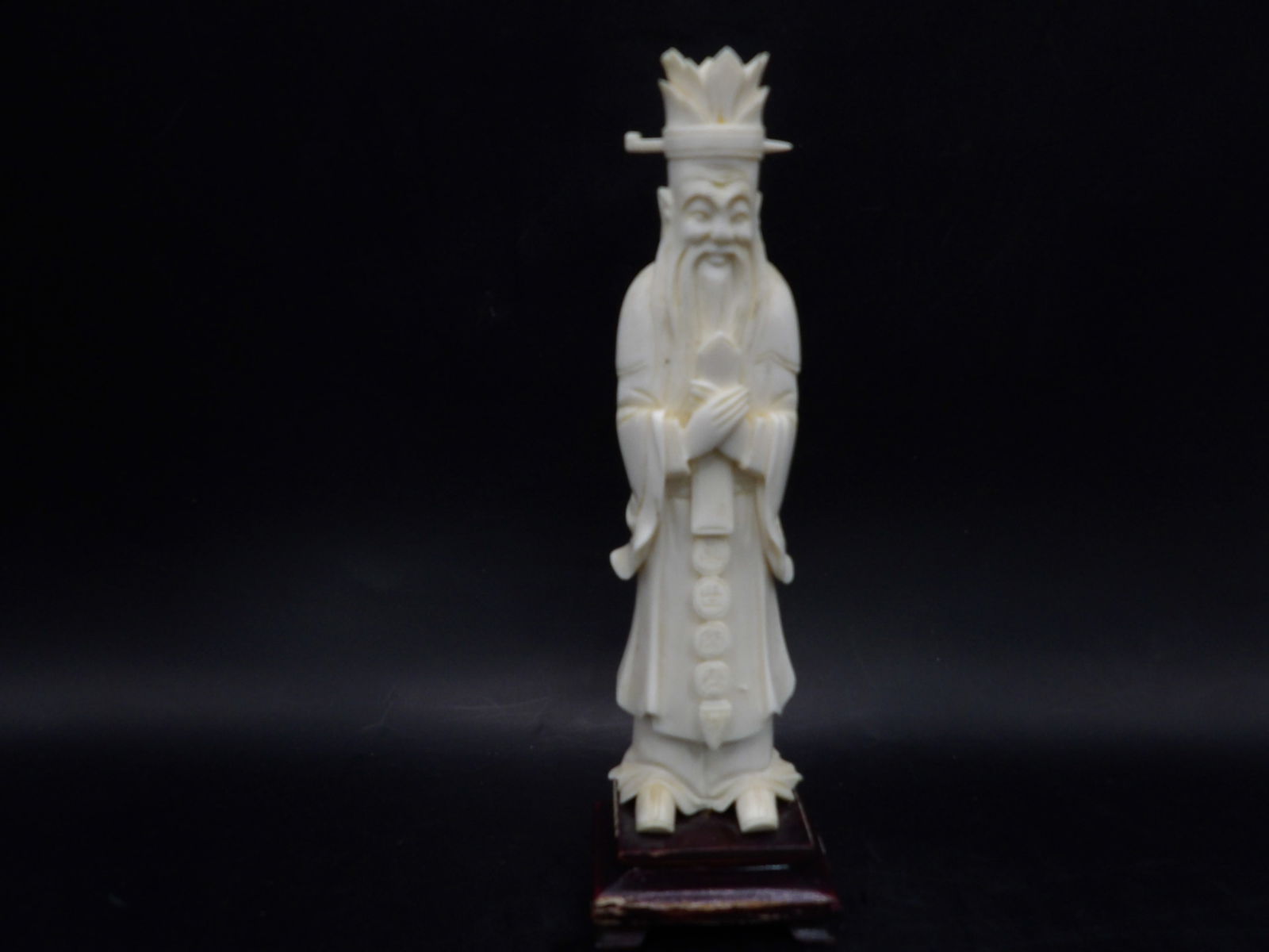 Very fine carved natural material antique Chinese scholar figurine - No Export (1 of 5)