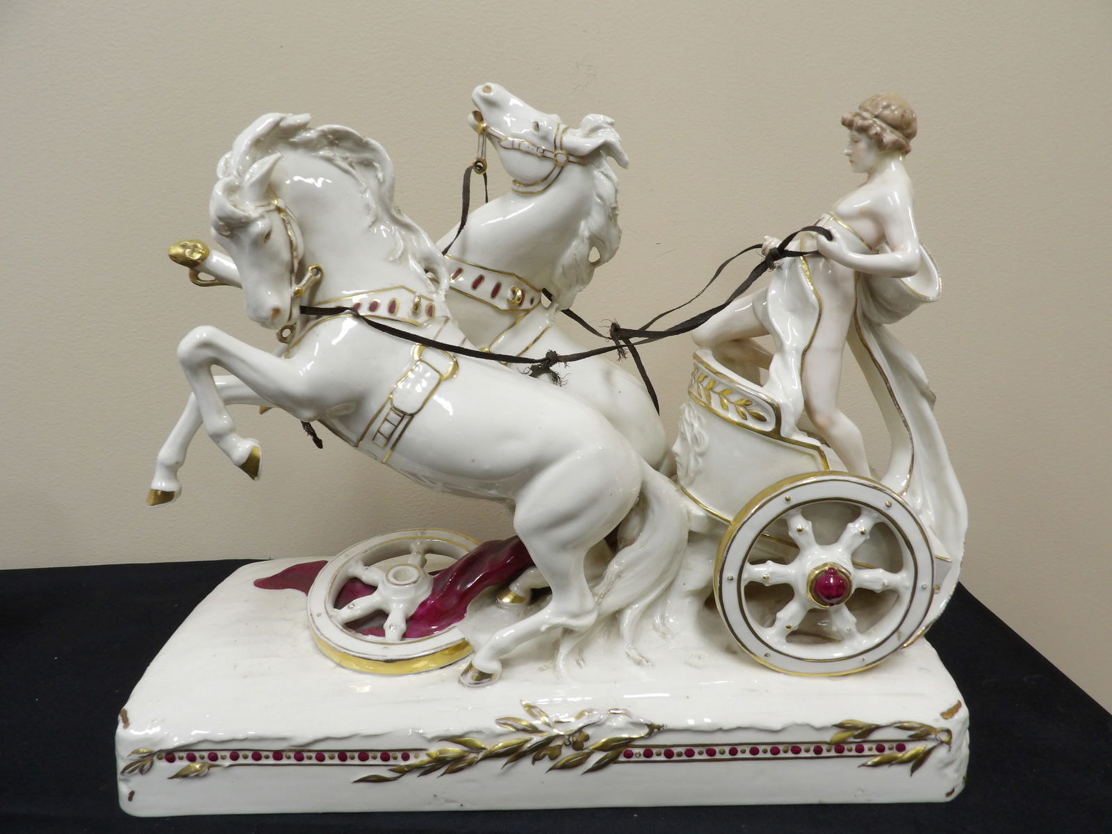 rare large Royal Dux porcelain sculpture of a Roman Chariot with horses and driver (1 of 10)