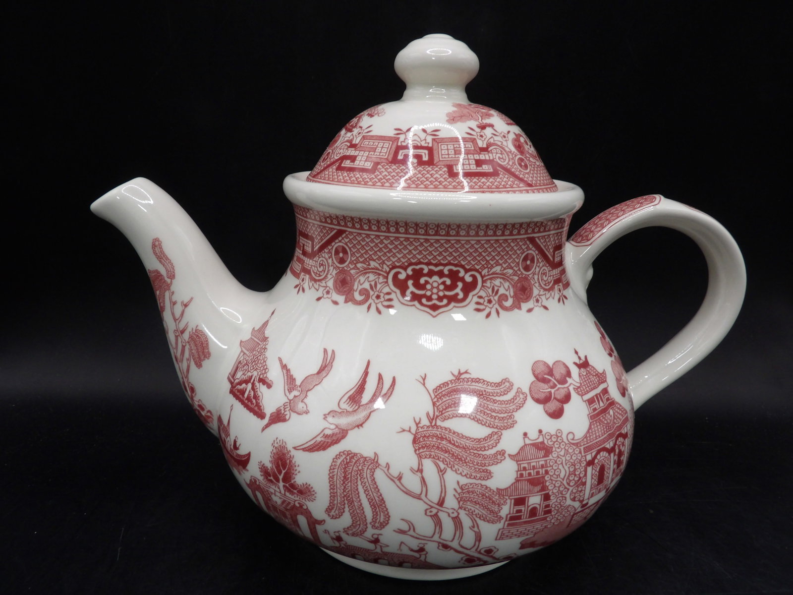 Churchill made in England Willow Rosa Pink large porcelain teapot: 9.5 inches length.