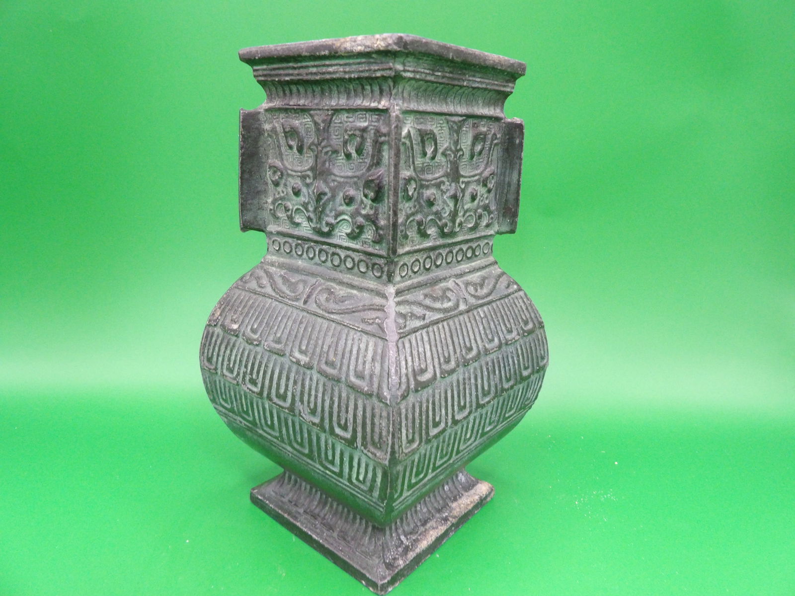 Chinese archaic style vase with fine details signed on the bottom (1 of 8)