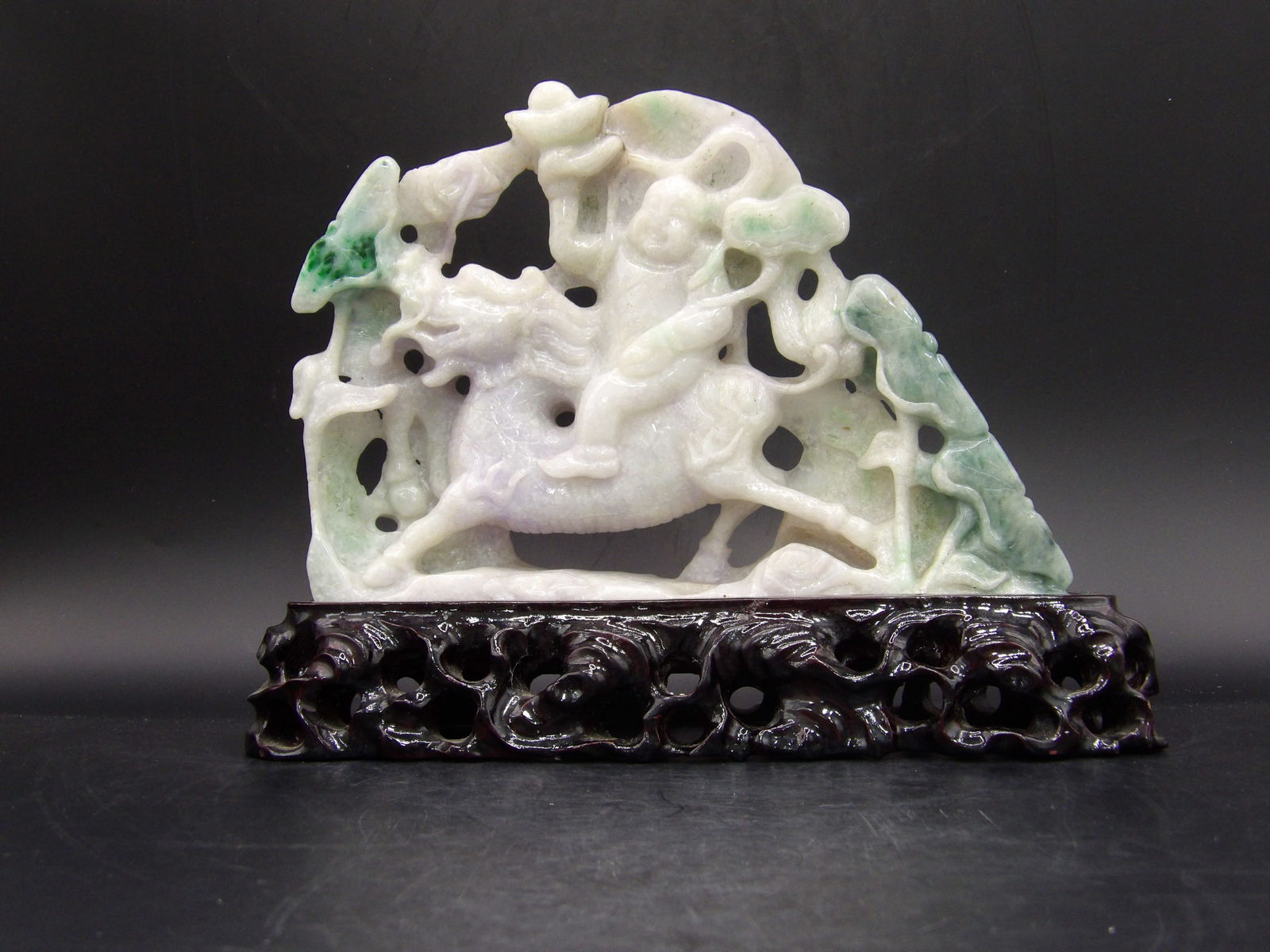 Chinese Jadeite Jade Boy Riding A Beast Carving (1 of 5)