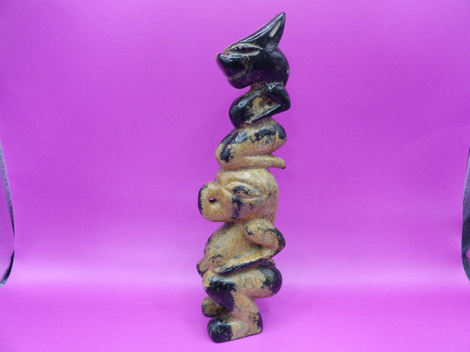 Rare Chinese Hongshan culture large jade carved statue: 10 inches height. 963 grams. With padded storage box.