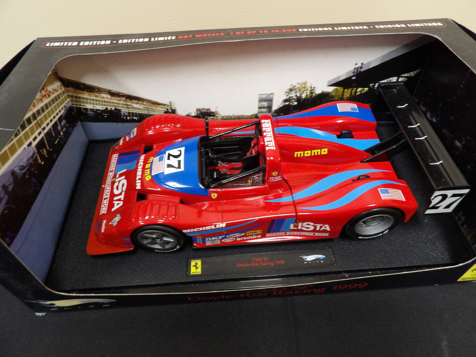 Hot Wheels limited edition Ferrari F333SP Doyle-Risi Racing 1999 1:18: 10 inches length scale car in 13 inches length box.