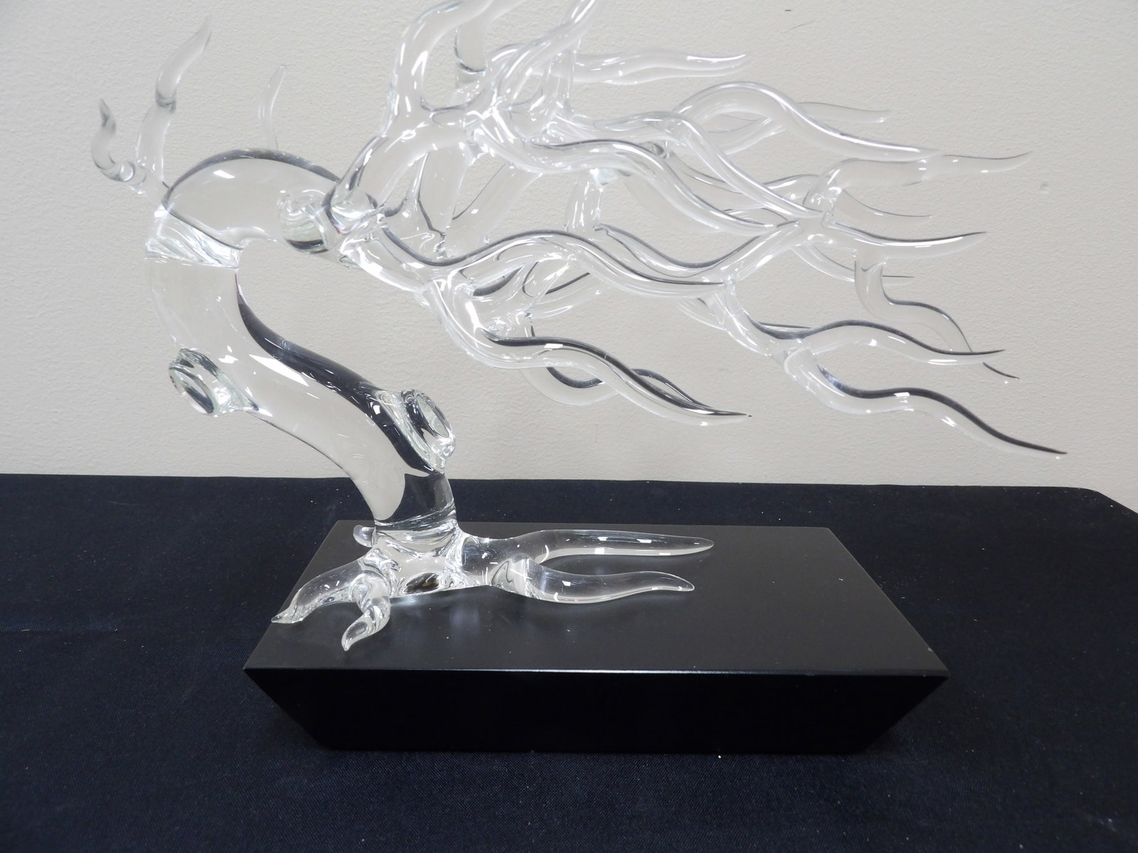 clear blown glass sculpture of a mythical creature probably by Hans Frabel (1 of 5)