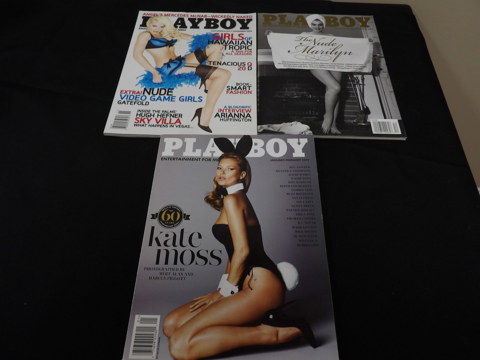 lot of 3 Playboy magazines including 60 anniversary issue: Nov 2006, Dec 2012 and Jan/Feb 2014 issues.