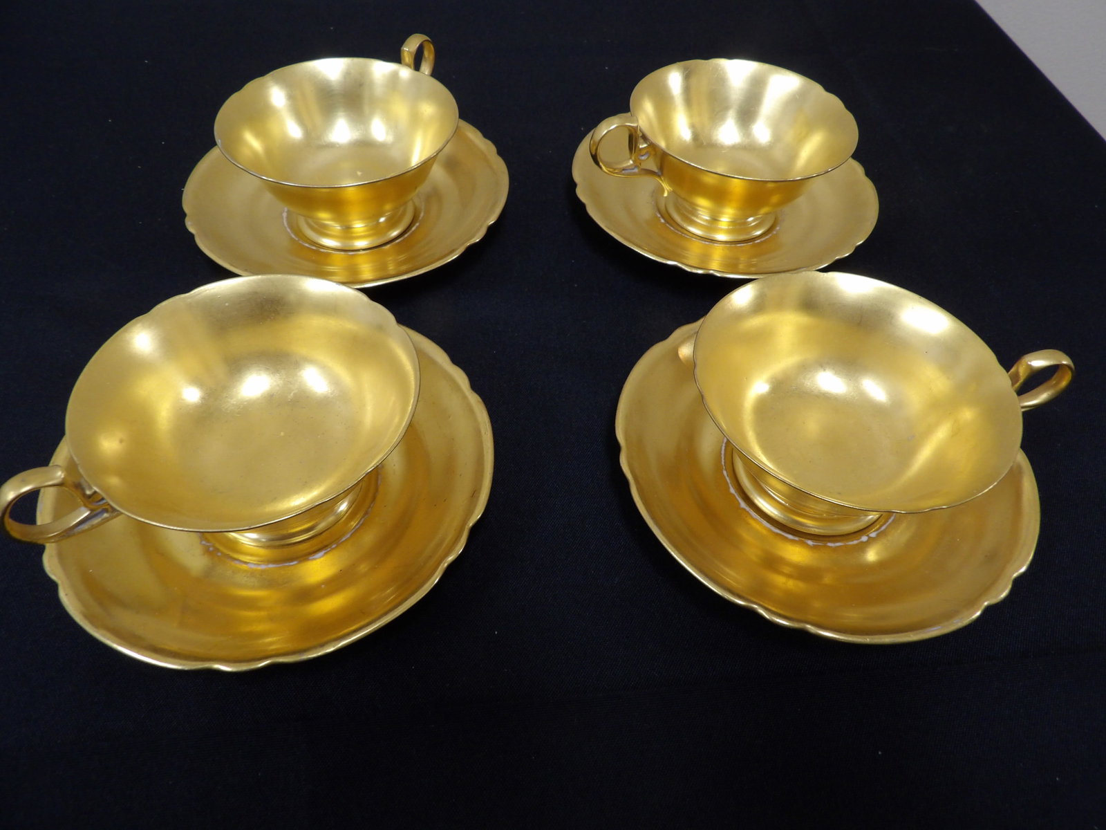 antique lot of 8 Copeland China England gold gilded tea cups and saucers signed (1 of 6)