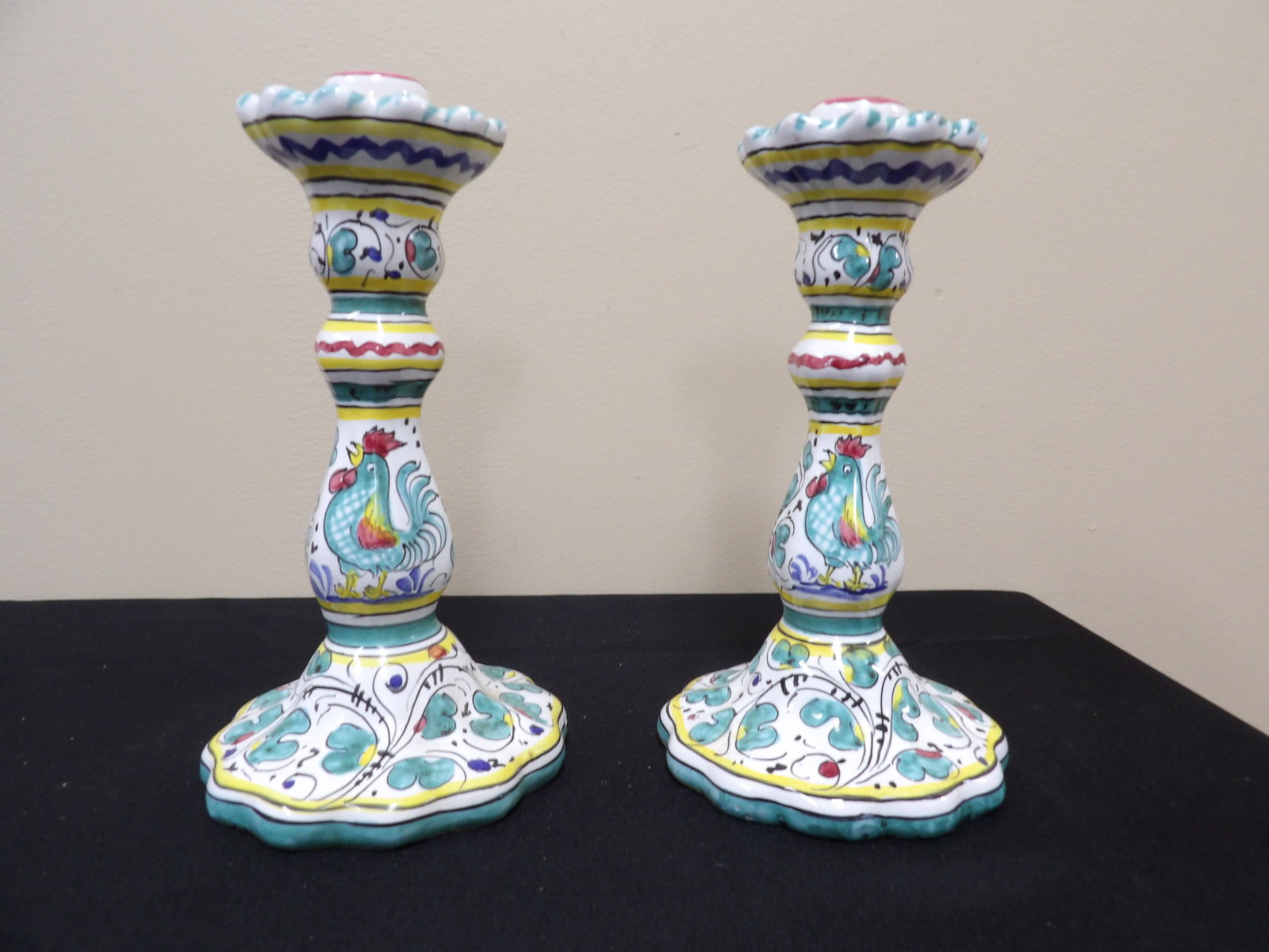 pair of Italian ceramic candle holders signed (1 of 5)