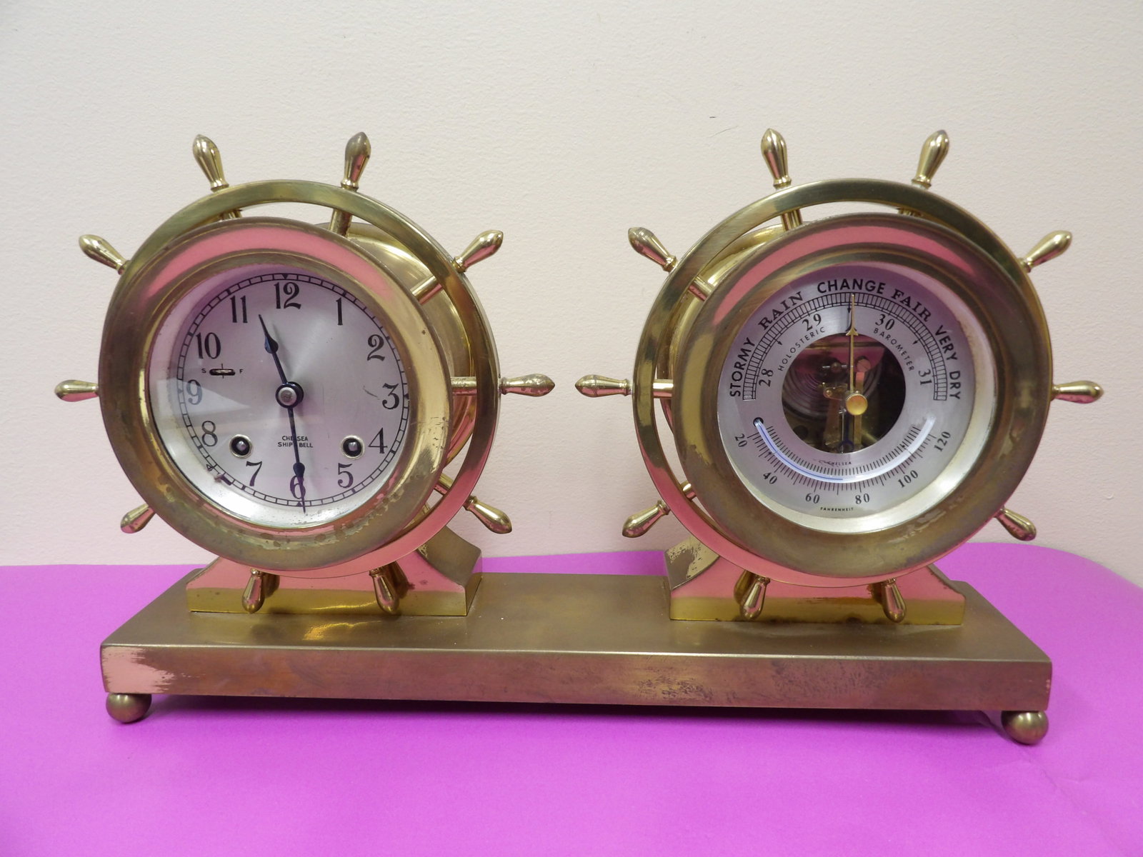 Chelsea ship bell clock barometer and temp fully functional (1 of 5)