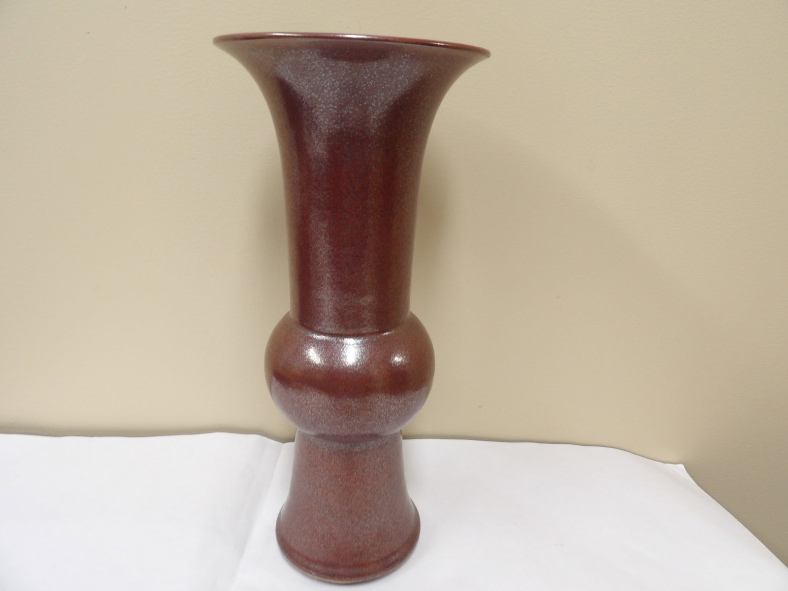 rare Chinese porcelain sleeve vase with Qing dynasty Qianlong mark: 14.5 inches height. Bottom is crack porcelain.