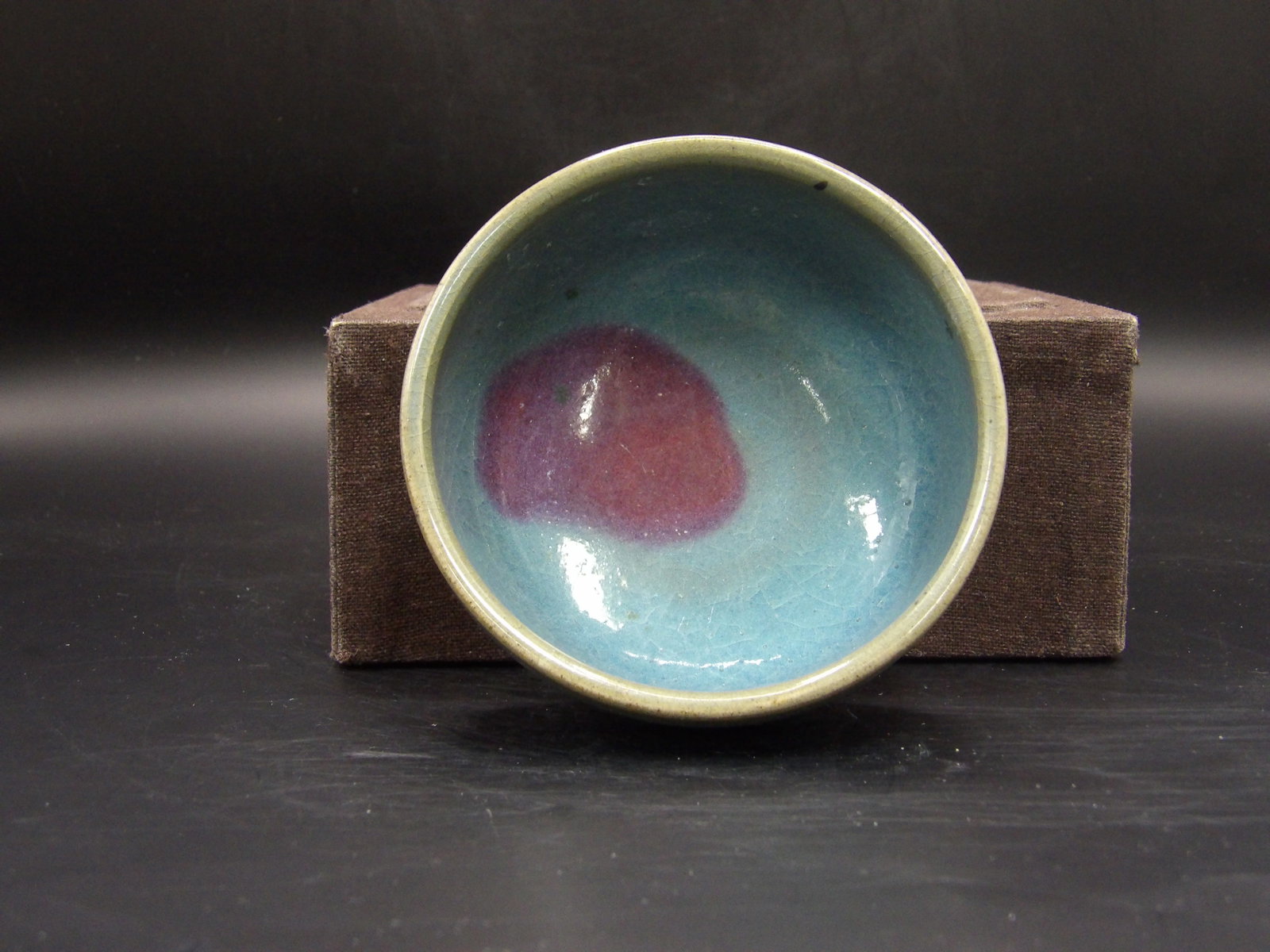 Chinese Antique Jun Kiln Porcelain Bowl: 3.5 x 3.5 x 1.9 inches. Box is not included.