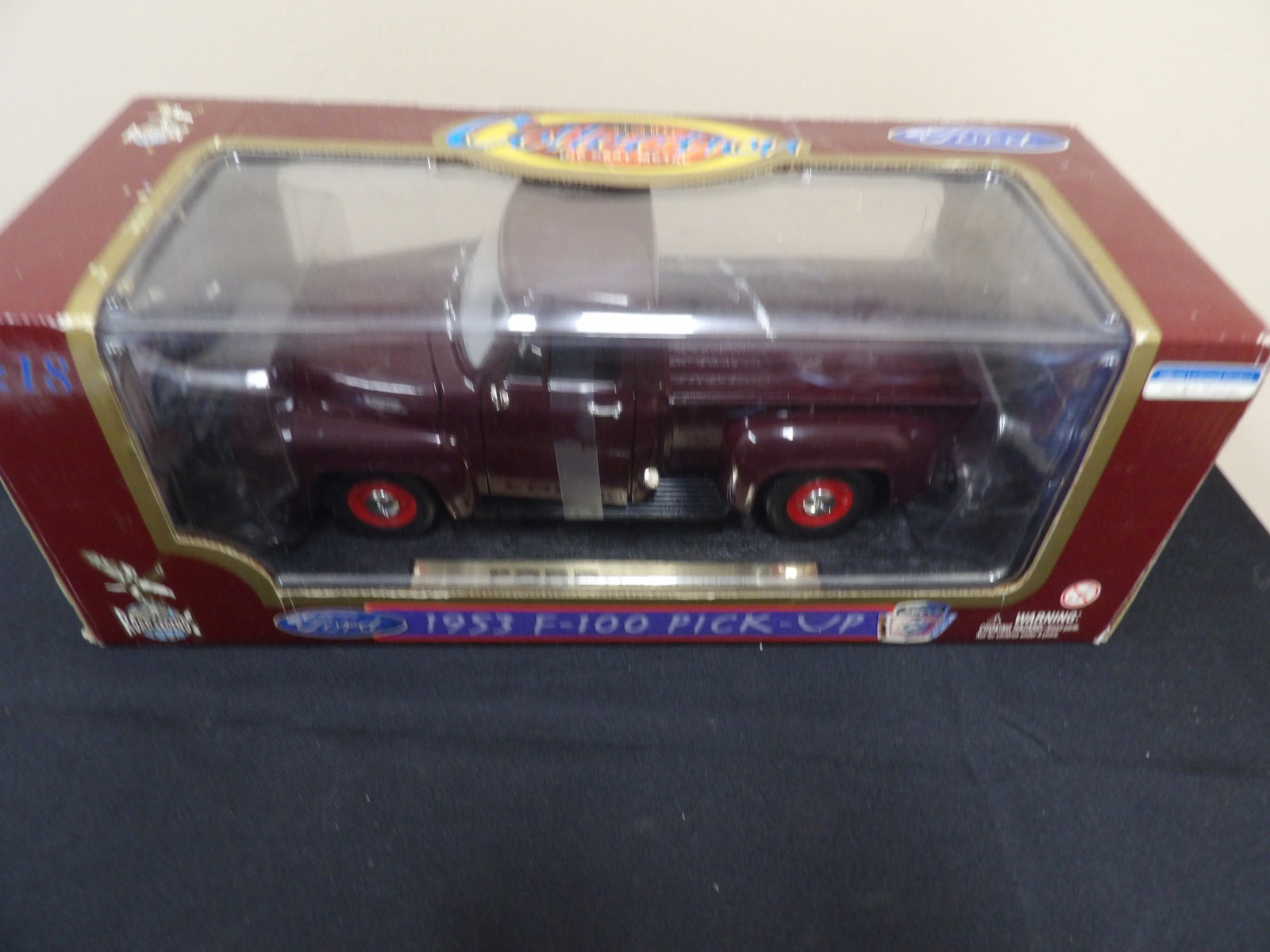 Road Legends 1:18 1953 Ford F-100 pickup truck diecast model: Mint condition with original plastic wrap. Approx 14 inches length box.