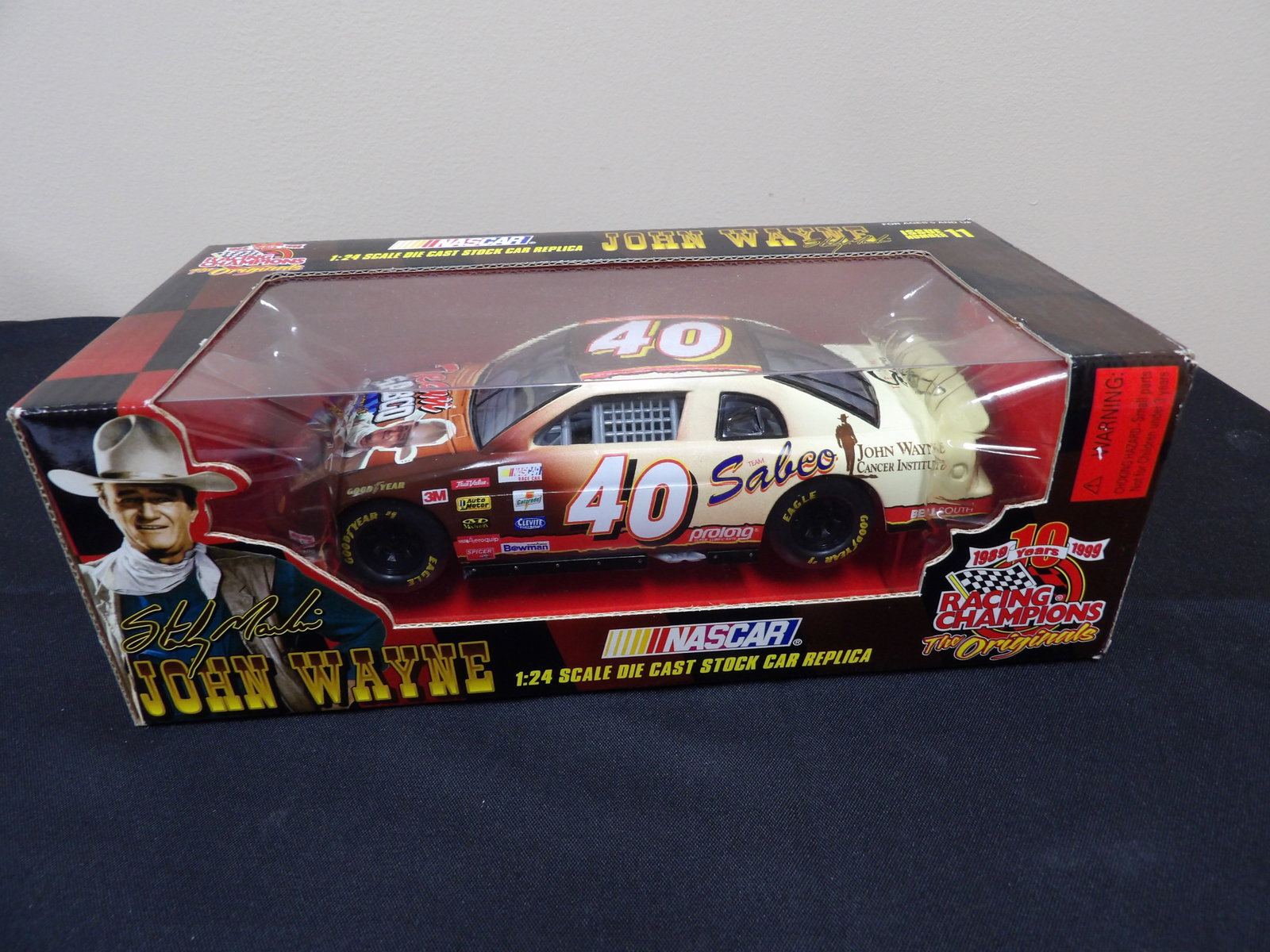 Nascar 1:24 John Wayne #40 scale car in original box: 10 inches length box.