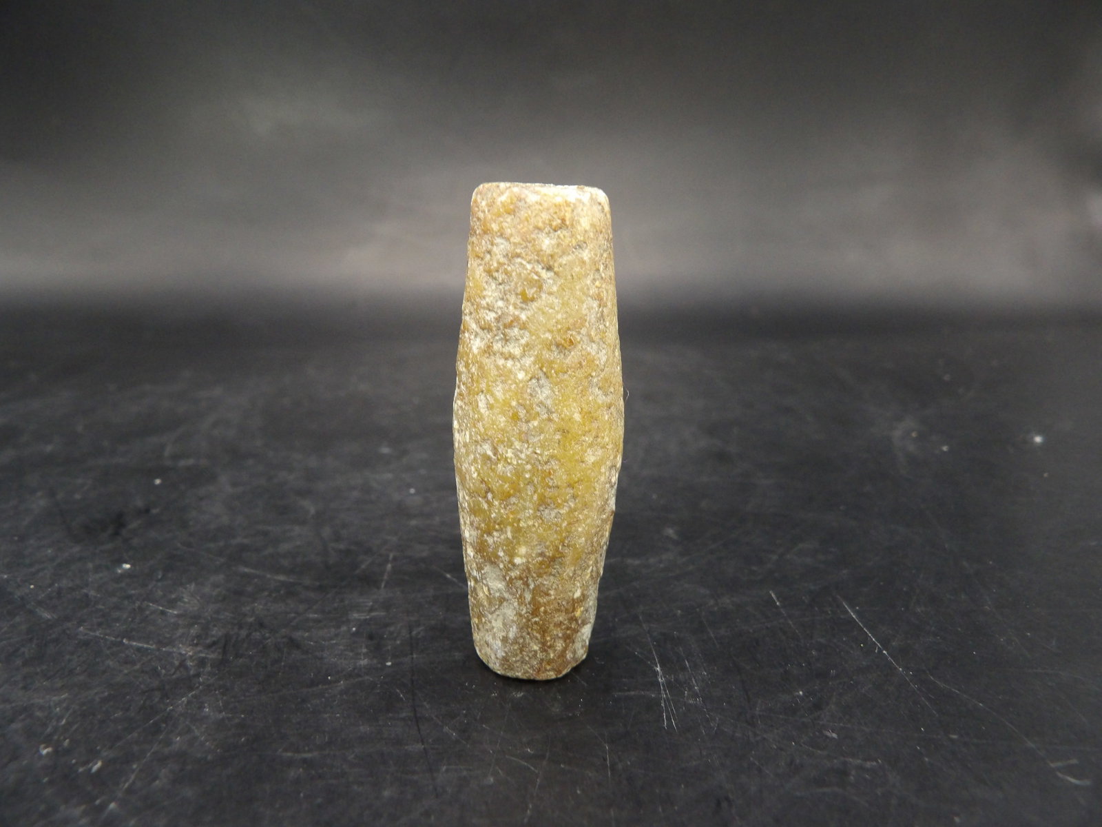 Chinese antique chicken bone jade tube: 1.8 inches length. 16 grams.
