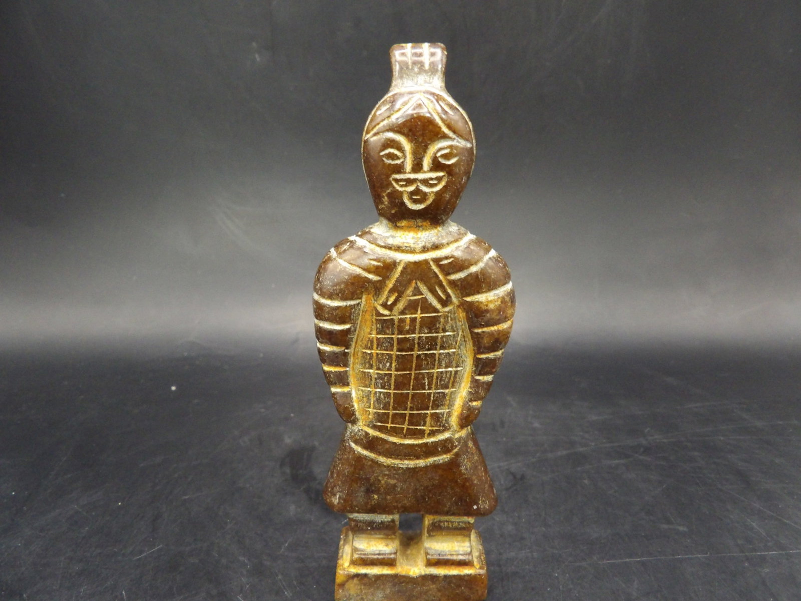 Chinese jade warrior carving statue: 4.4 inches height. 100 grams. We will inhouse ship items to you very affordable and efficient. Select self-arrange shipping.