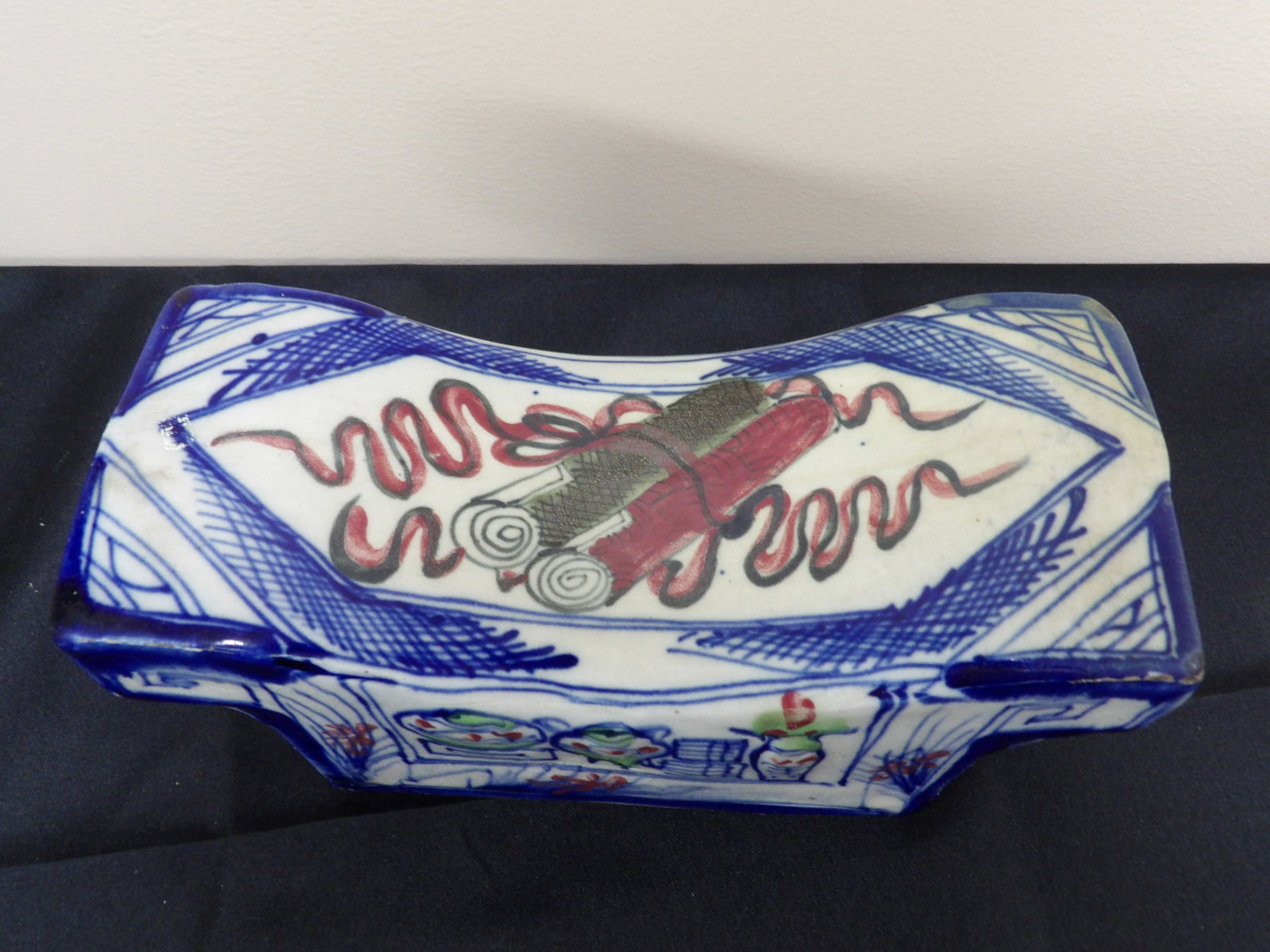 Antique Chinese Hand Painted Porcelain Pillow: Size 9 x 3.8 x 4.2 inches. We will inhouse ship items to you very affordable and efficient. Select self-arrange shipping.
