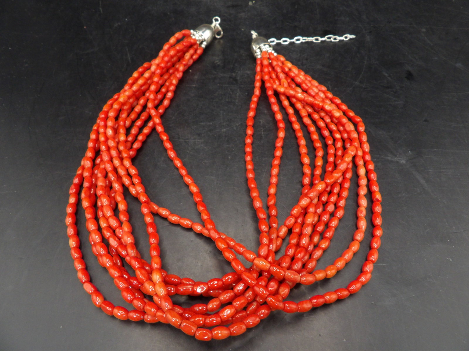Jay King sterling silver clasp 10 strands coral necklace (1 of 6)
