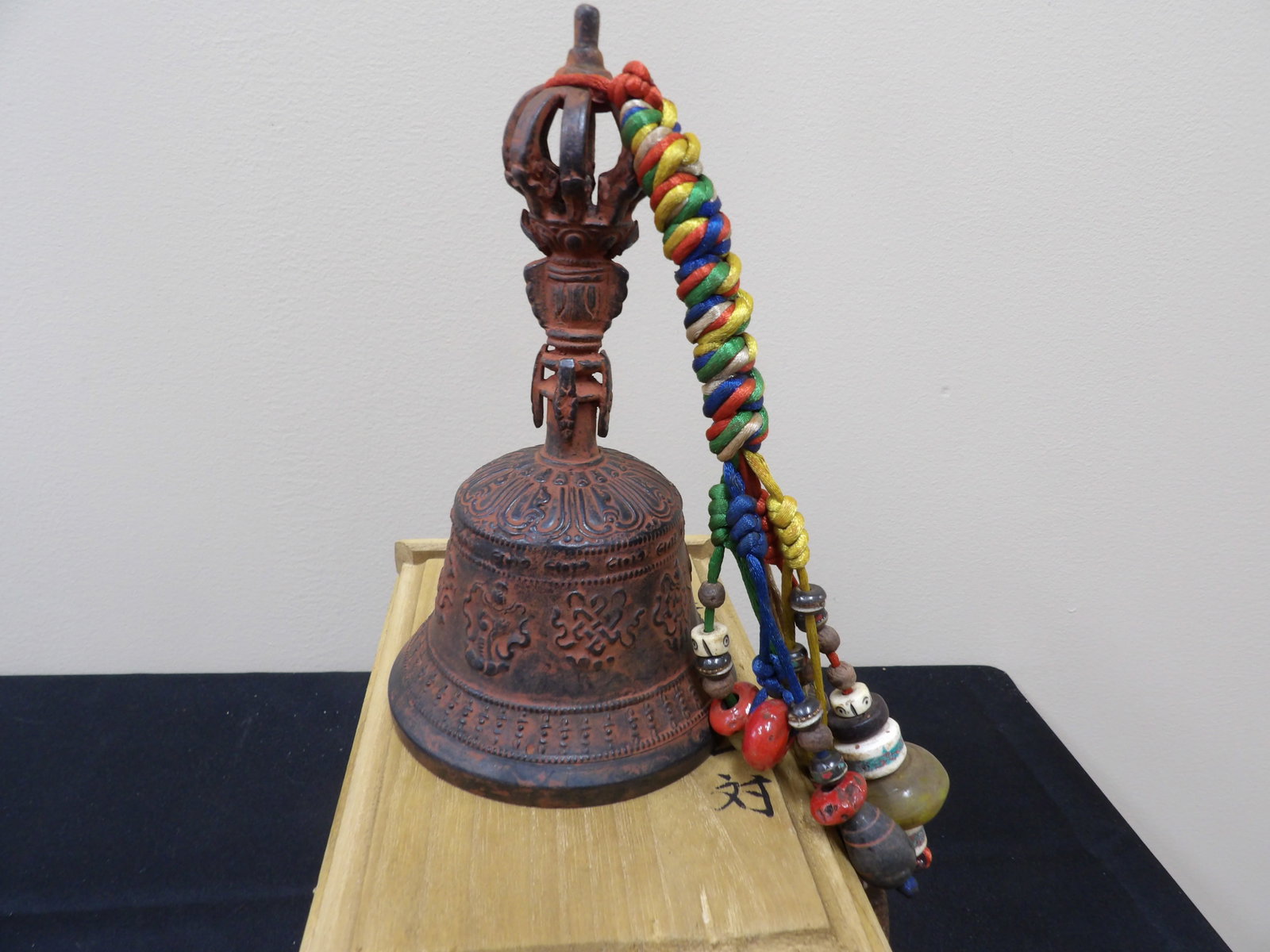 Chinese Tibetan Buddhist ritual bell with charms in a wooden box: Approx. 7 inches height. We will inhouse ship items to you very affordable and efficient. Select self-arrange shipping.