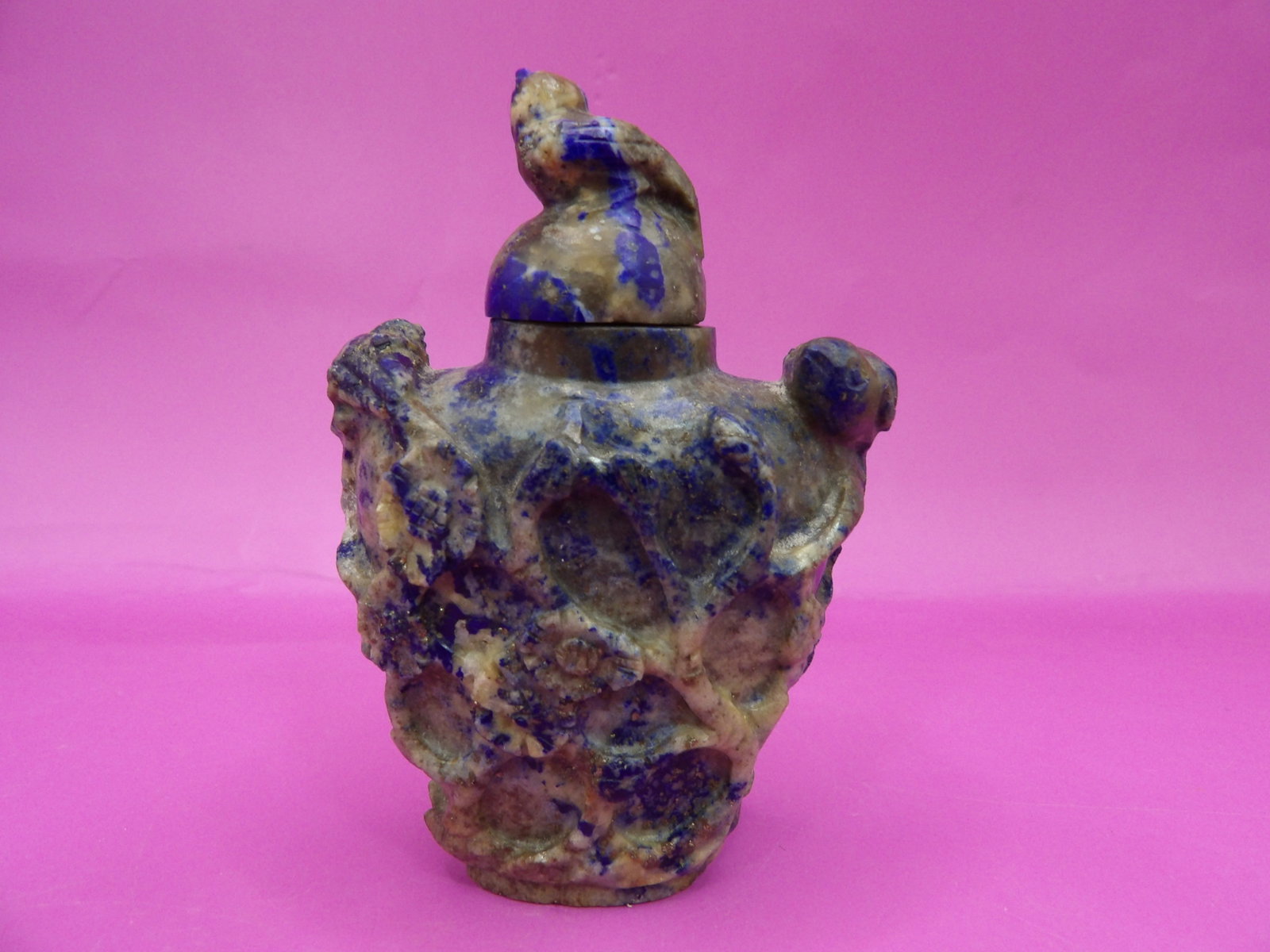 antique Chinese carved lapis lazuli snuff bottle with bird and floral motifs: 3.2 inches height. We will inhouse ship items to you very affordable and efficient. Select self-arrange shipping.