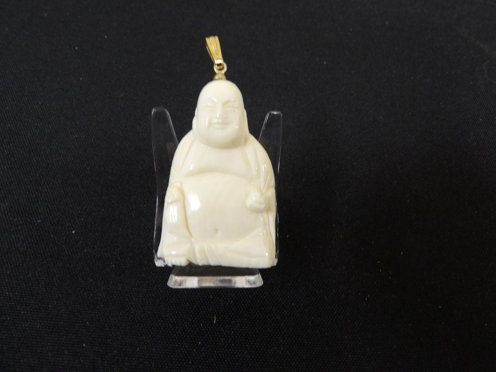 Chinese carved buddha pendant - No Export: 1.5 inches height not including bail. No international shipping. We will inhouse ship items to you very affordable and efficient. Select self-arrange shipping.