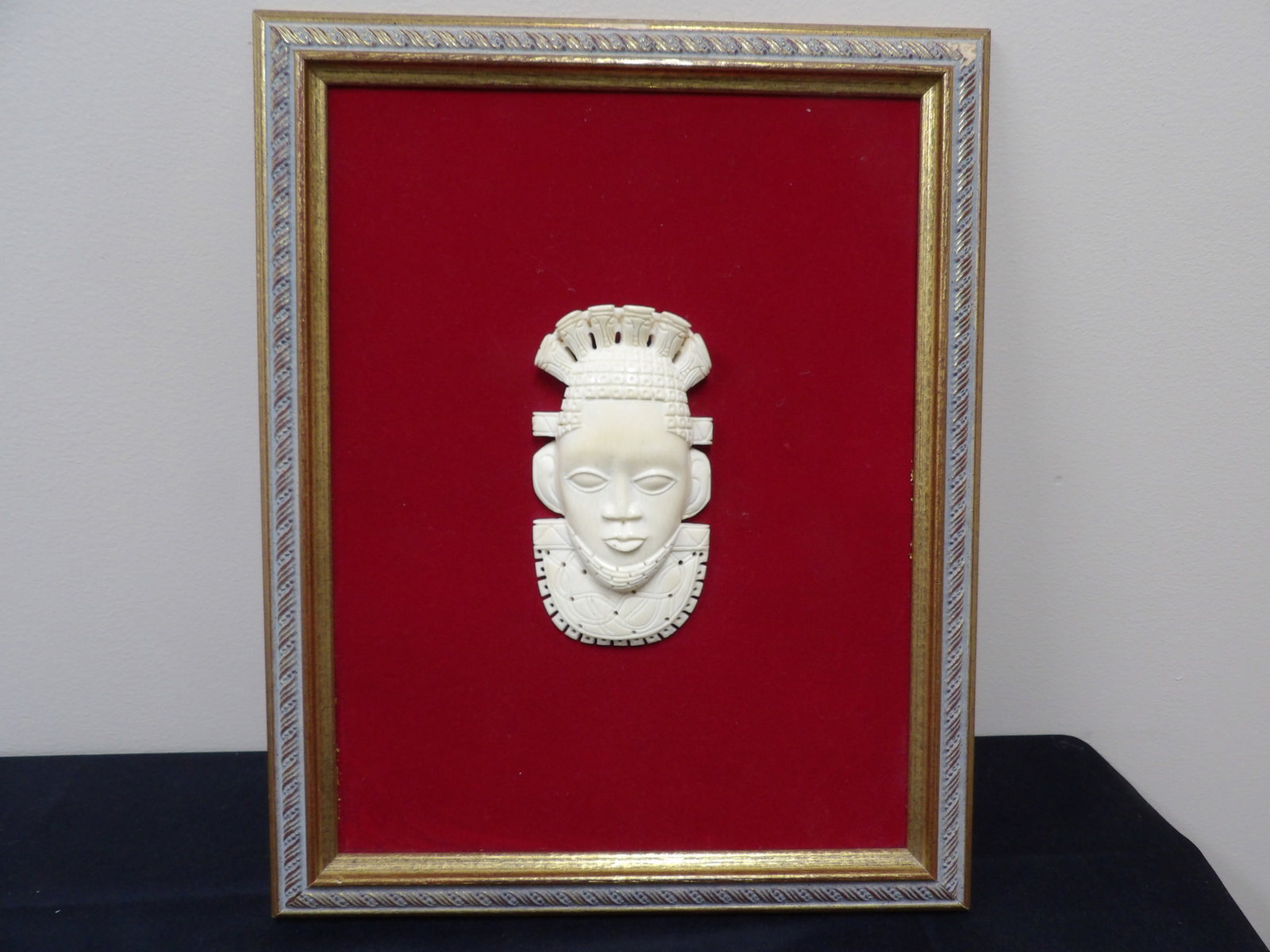 framed antique fine carving: 6 inches height carving on 16.2 inches height frame.