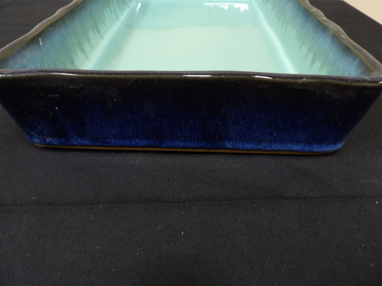 Asian turquoise glazed rectangular porcelain casserole large serving dish - 4
