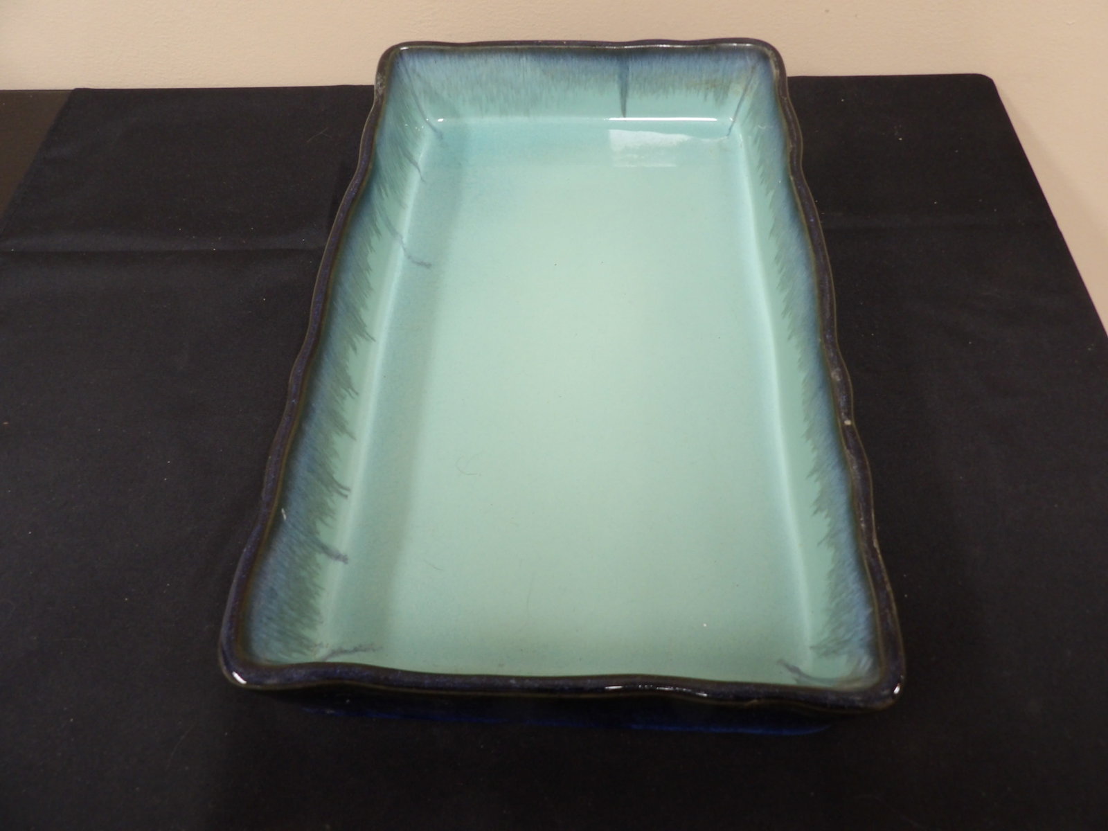 Asian turquoise glazed rectangular porcelain casserole large serving dish - 5