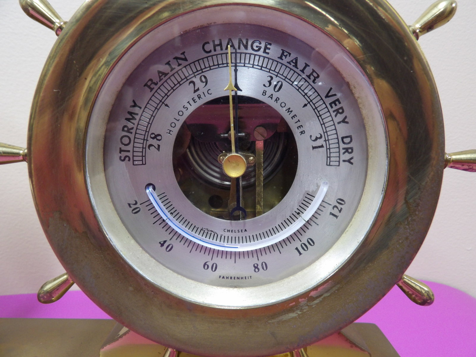 Chelsea ship bell clock barometer and temp fully functional - 3