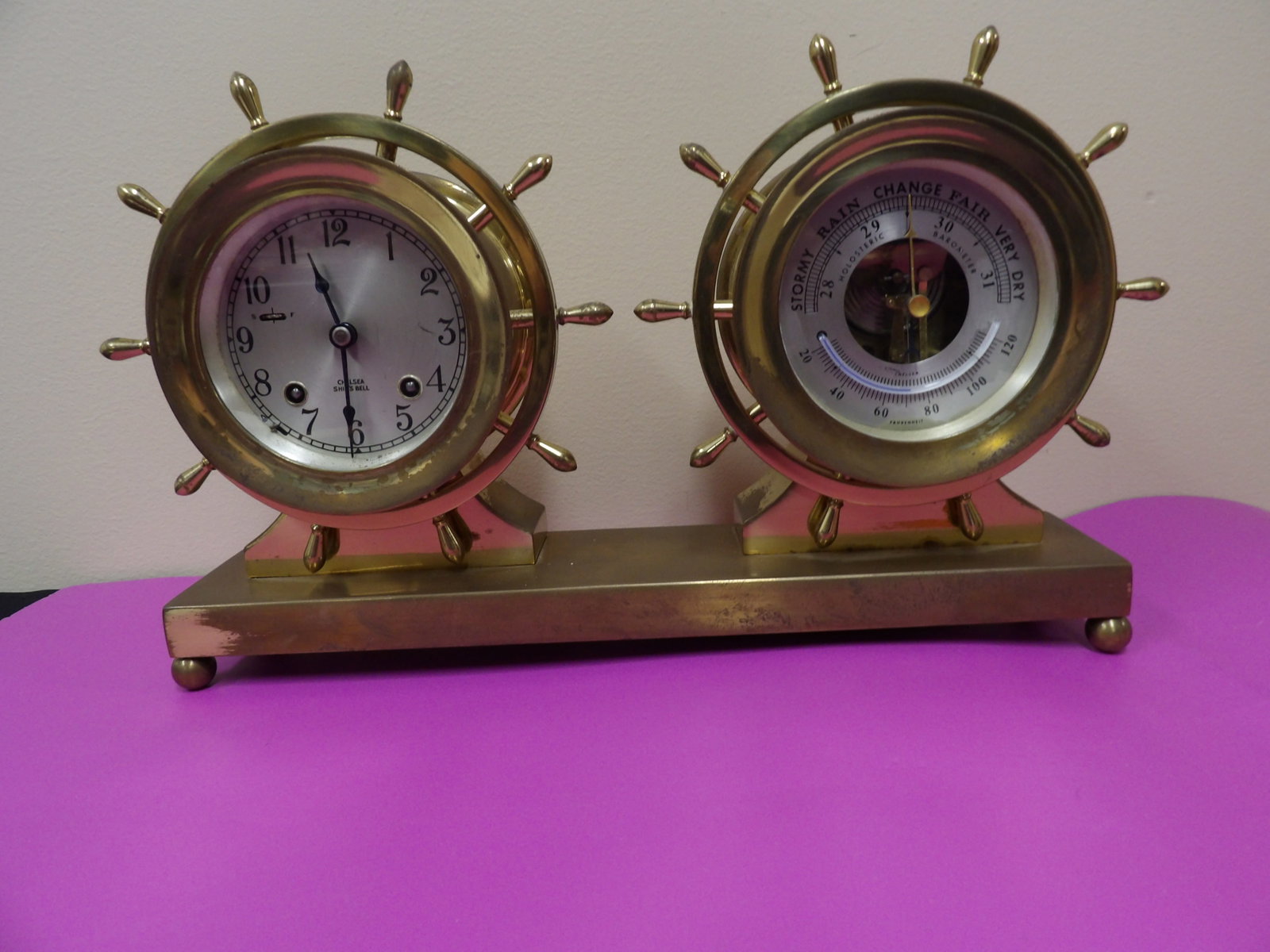 Chelsea ship bell clock barometer and temp fully functional - 5