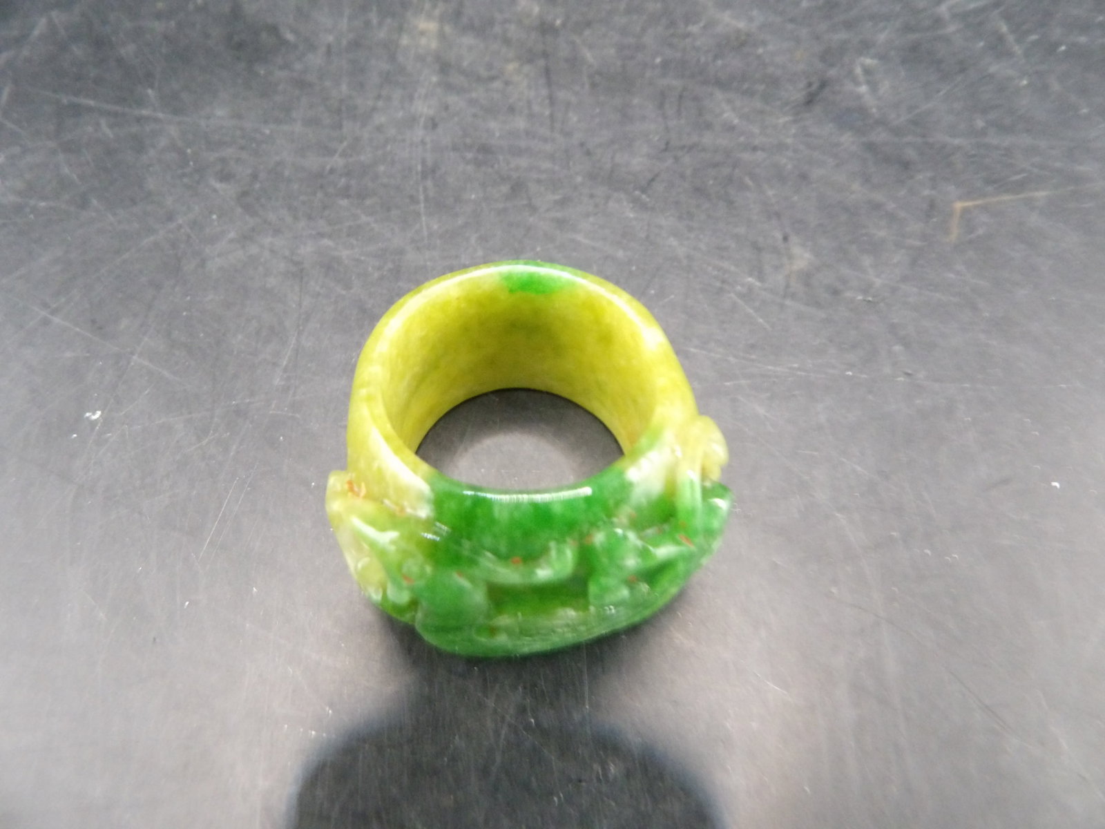 Chinese jadeite jade carved phoenix ring - 2