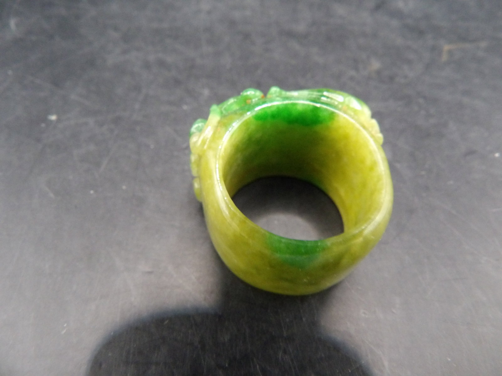 Chinese jadeite jade carved phoenix ring - 3