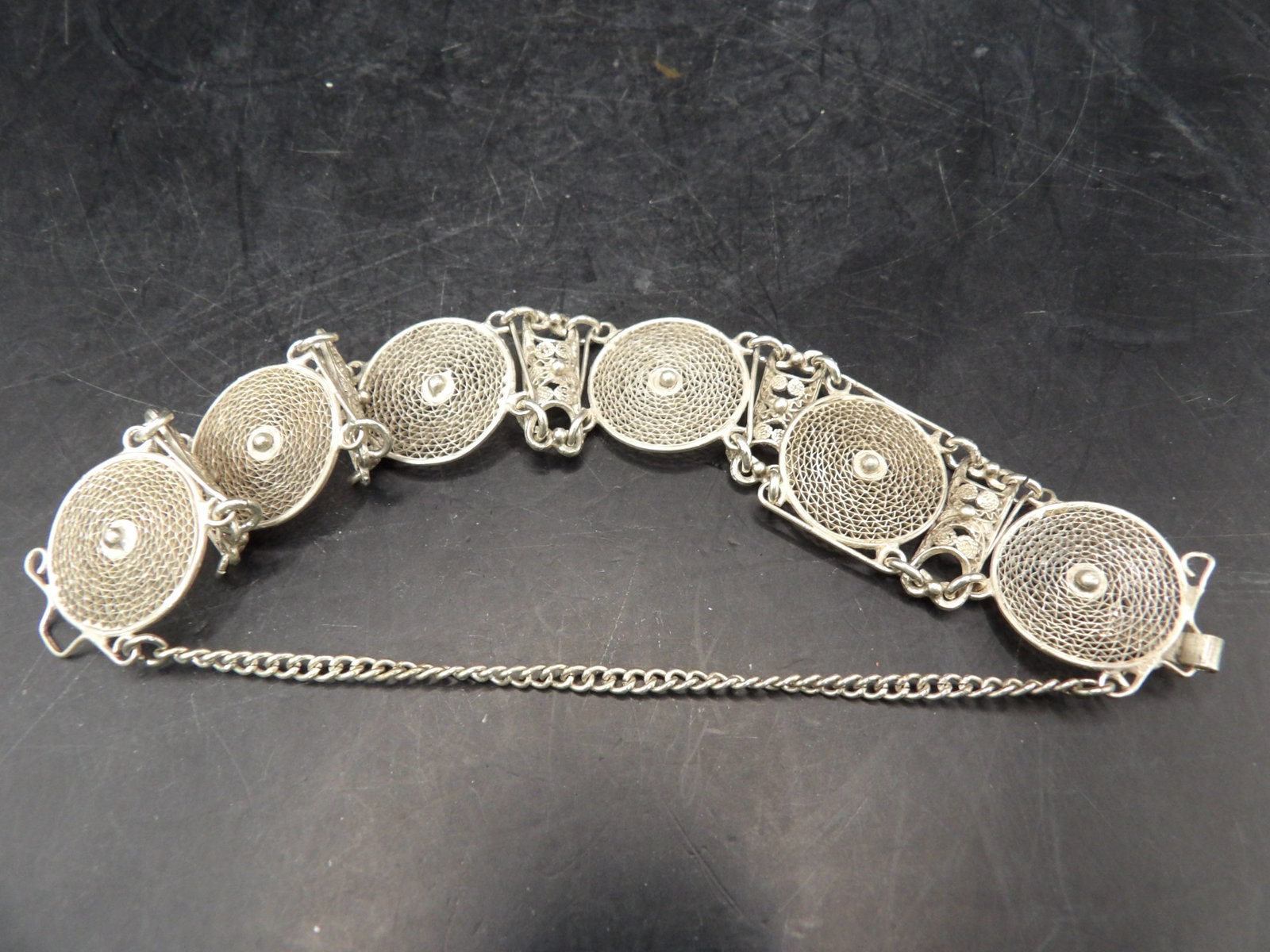 vintage intricate filigree panel link bracelet: 6.5 inches length with 3 inches long link. We will inhouse ship items to you very affordable and efficient. Select self-arrange shipping.