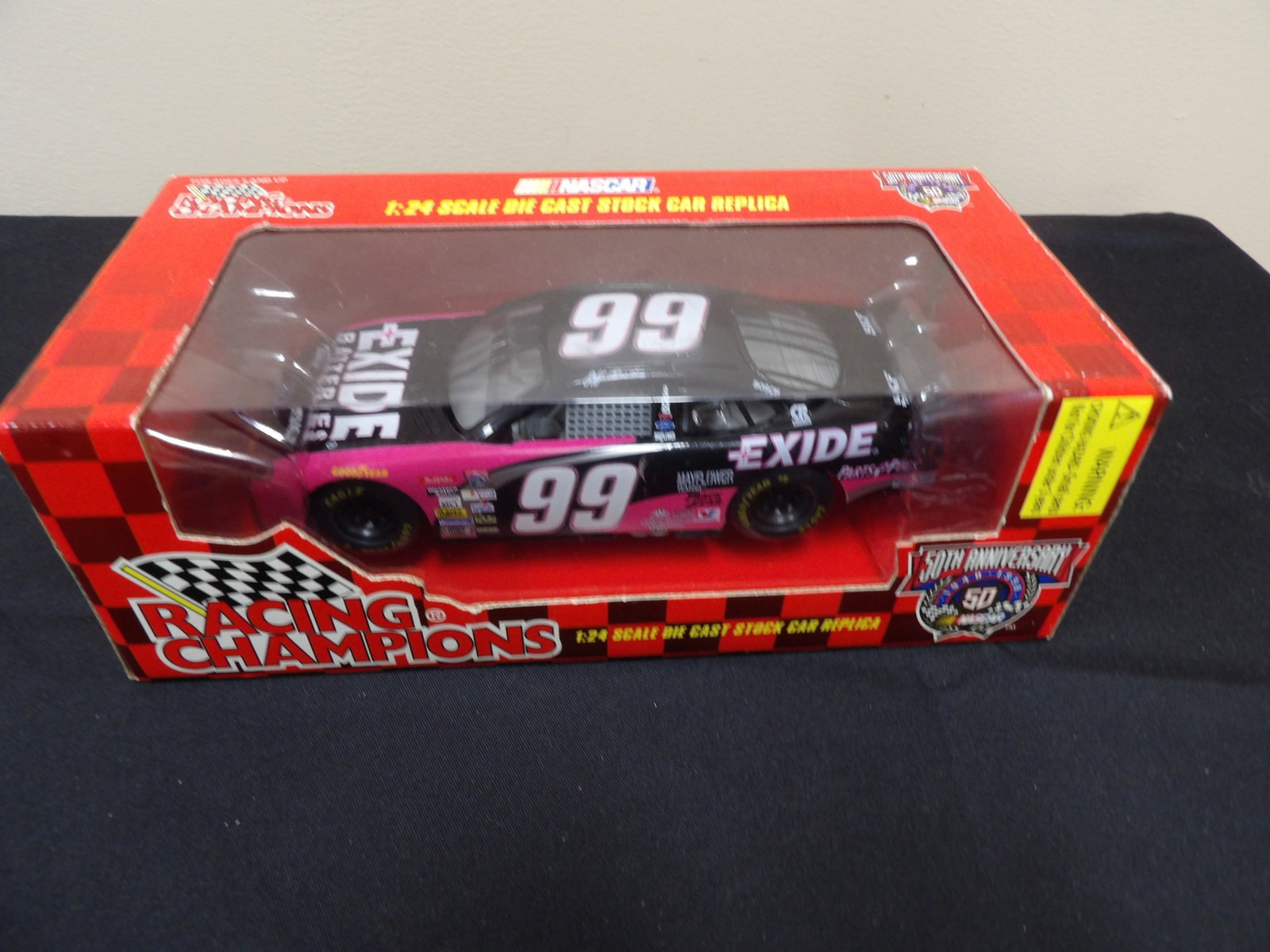 Racing Champion 1:24 50th anniversary Jeff Burton #99 Exide die-cast car: 10 inches length box. We will inhouse ship items to you very affordable and efficient. Select self-arrange shipping.