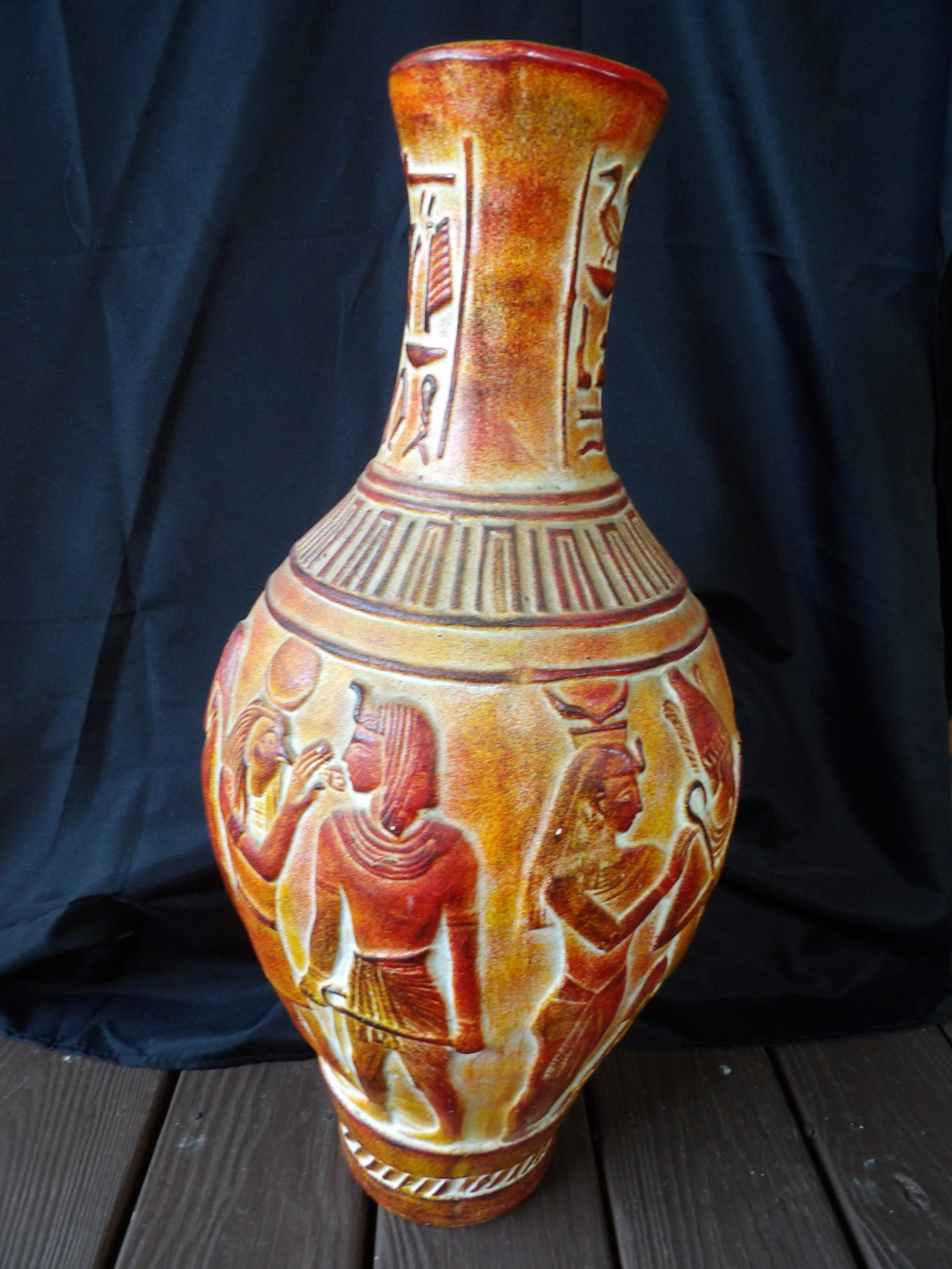 floor vase with fine Egyptian motifs: 24 inches height.