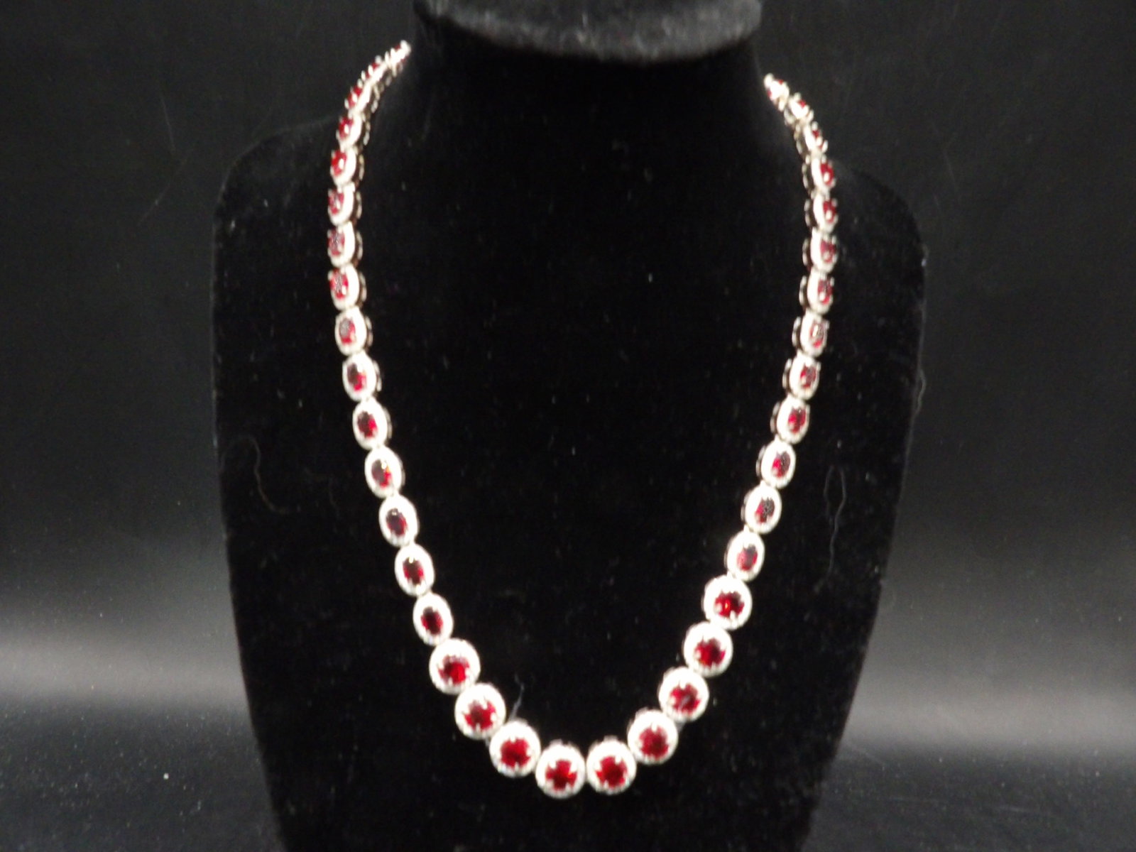 elegant simulated ruby tennis necklace with simulated ruby surrounded by CZ - 4