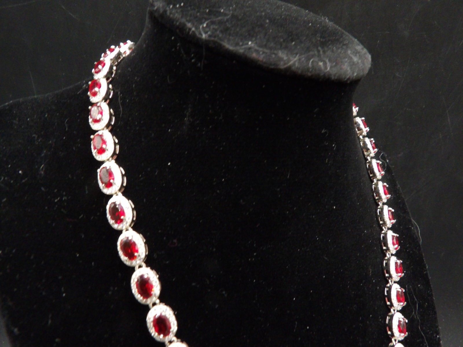 elegant simulated ruby tennis necklace with simulated ruby surrounded by CZ - 5