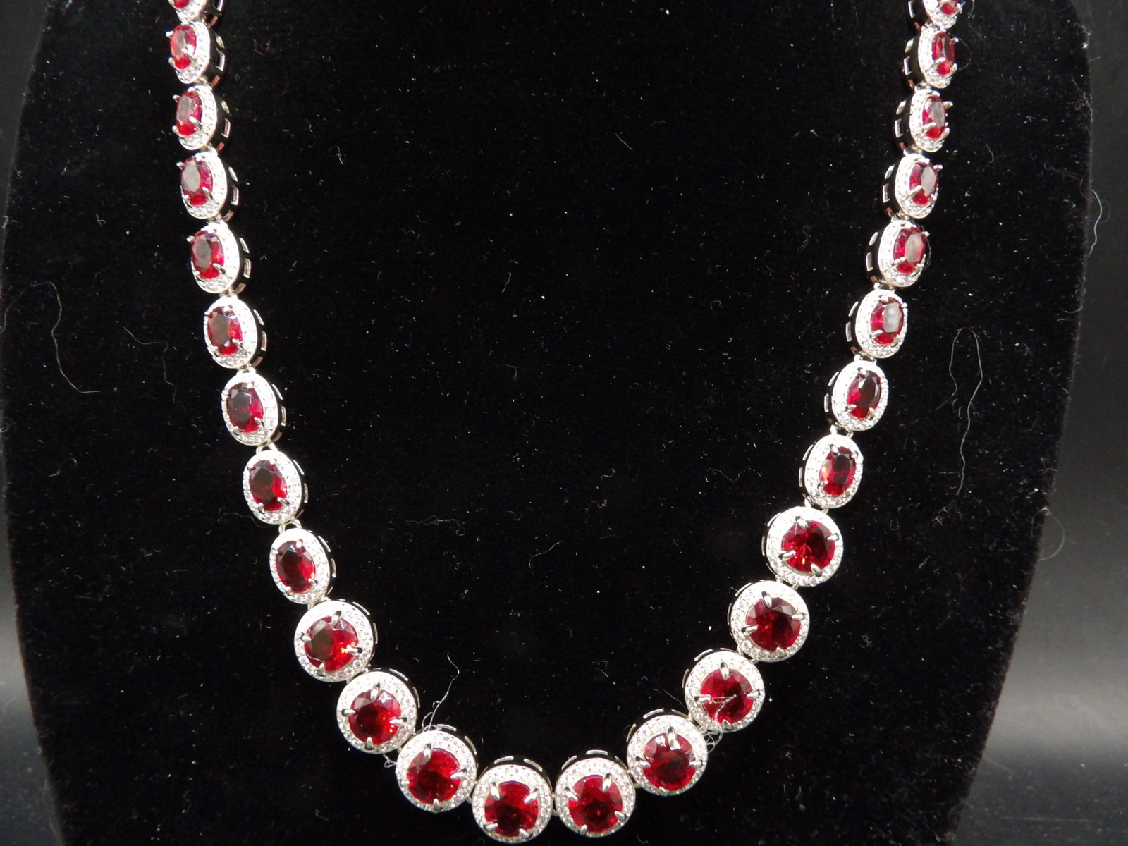 elegant simulated ruby tennis necklace with simulated ruby surrounded by CZ - 6