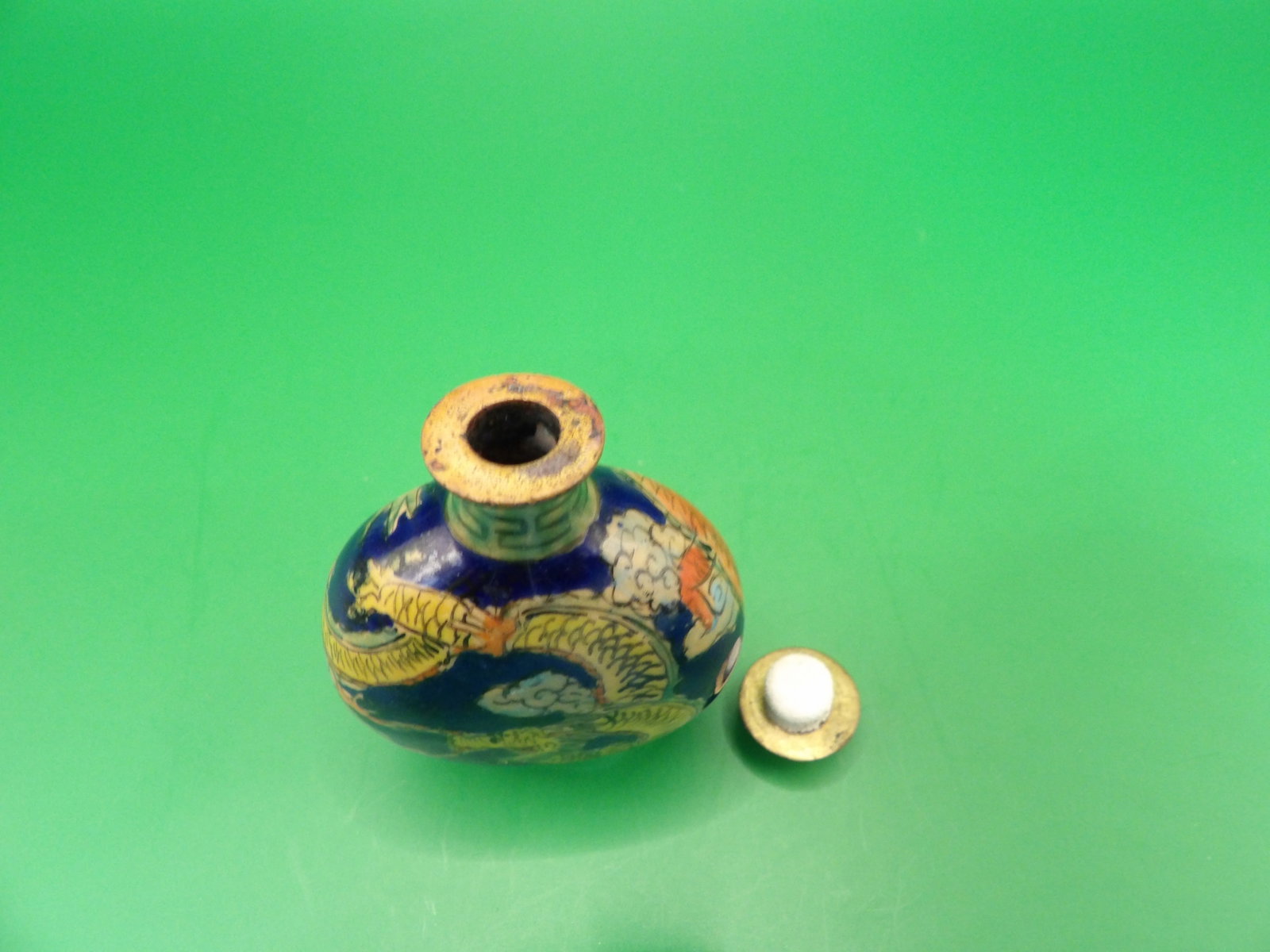 Chinese copper enamel dragon snuff bottle - 5