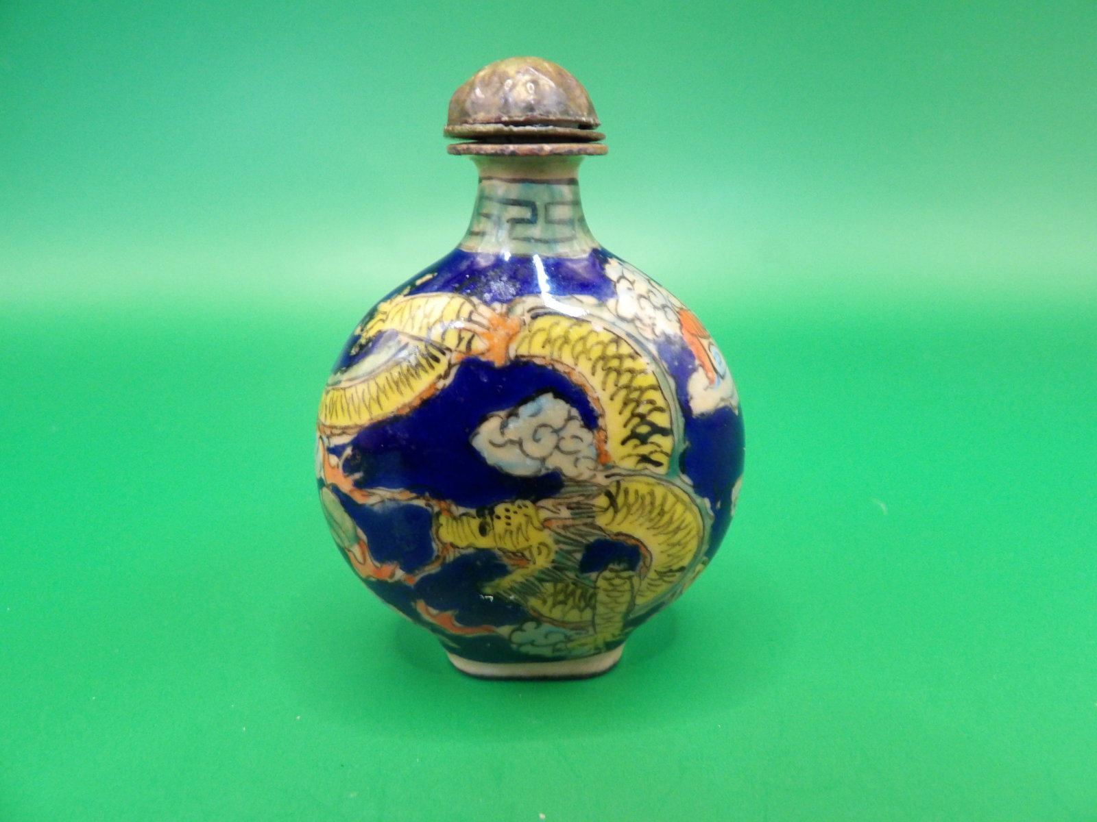 Chinese copper enamel dragon snuff bottle - 6