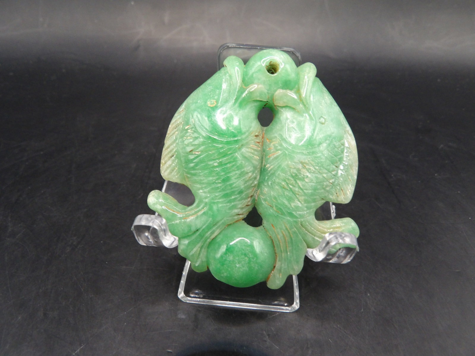Chinese jade double fish pendant - 2