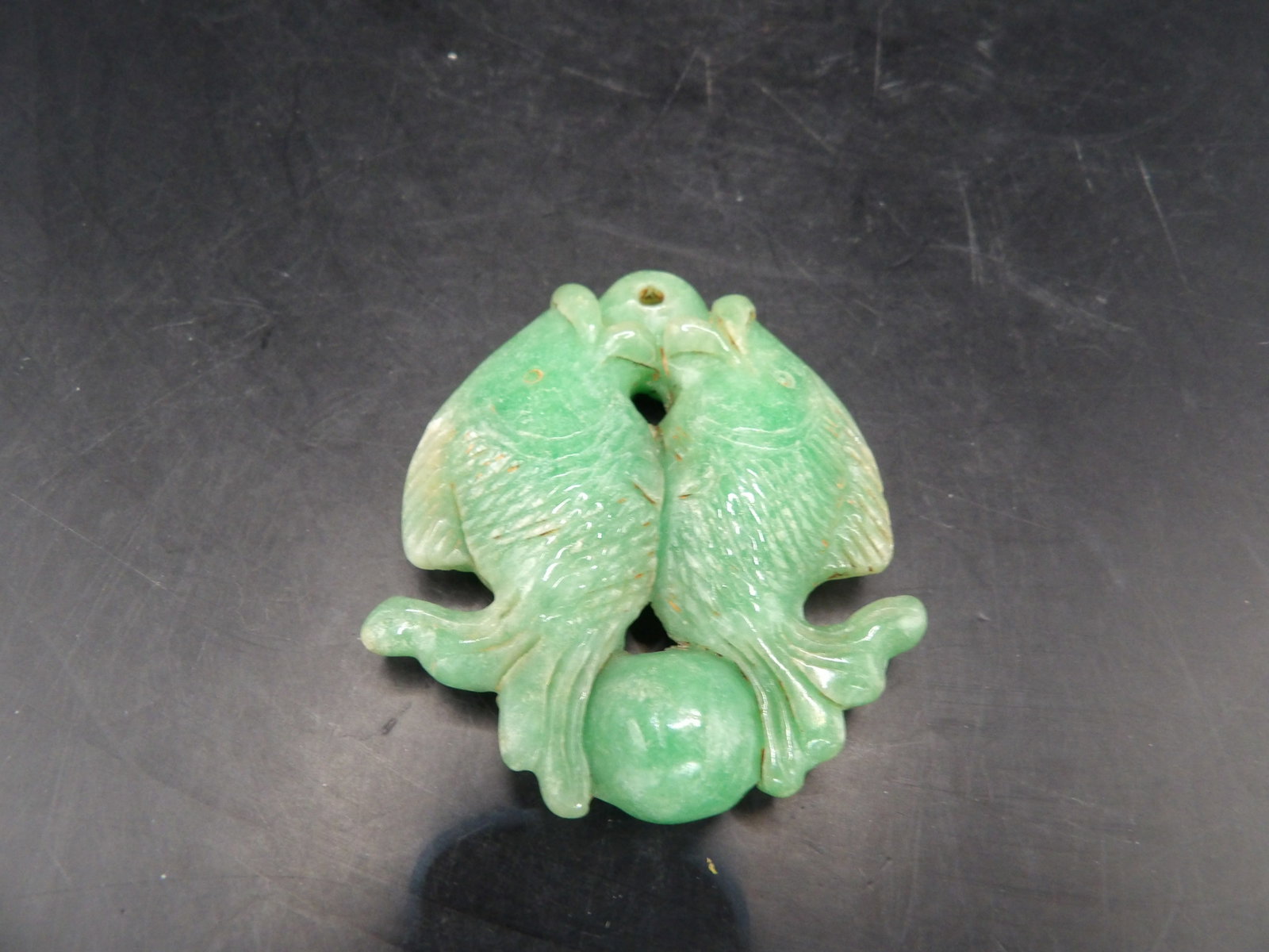 Chinese jade double fish pendant - 5