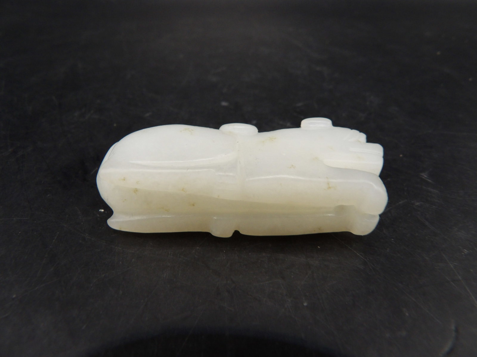 Chinese white jade beast carving - 3