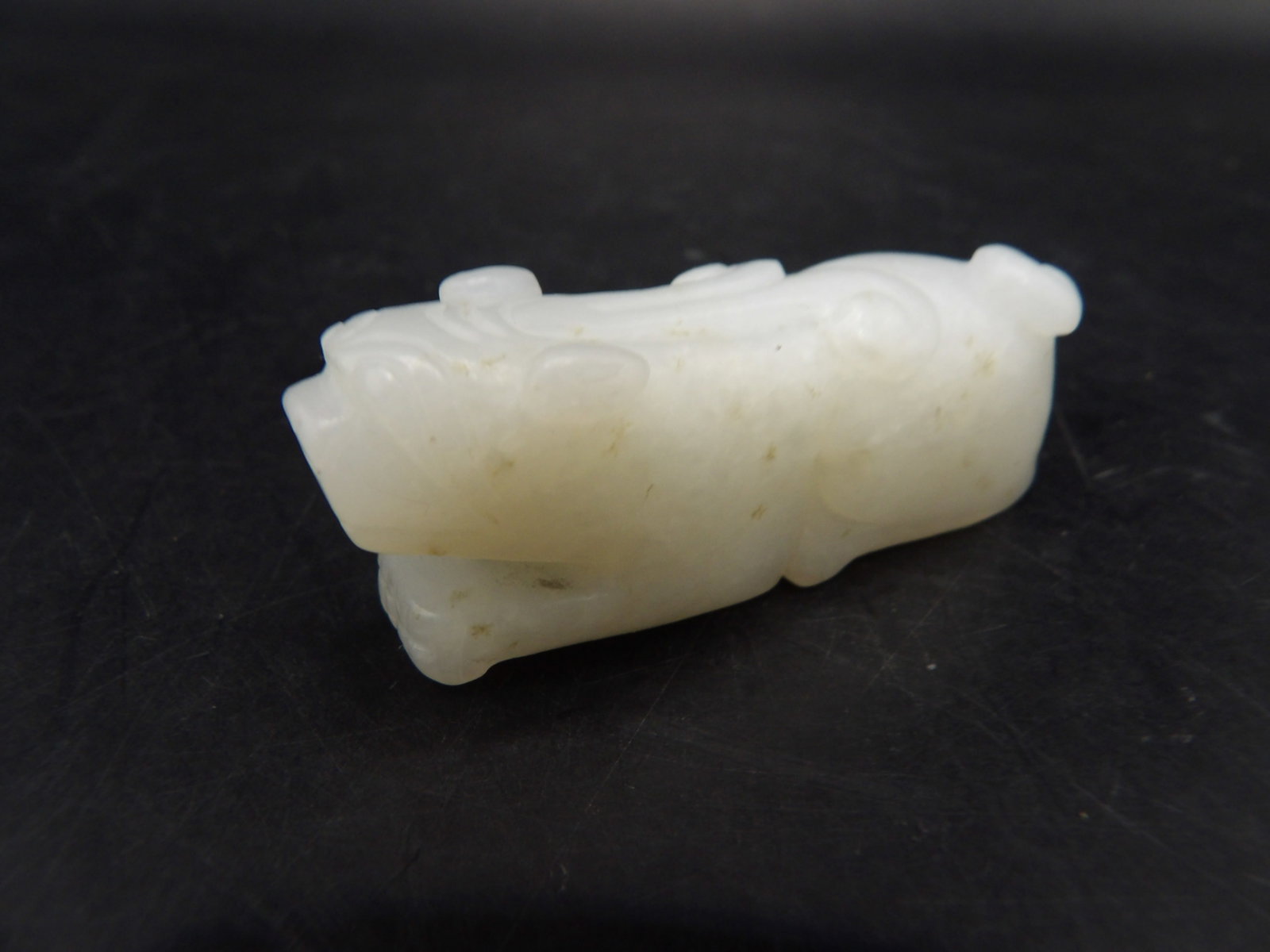 Chinese white jade beast carving - 4