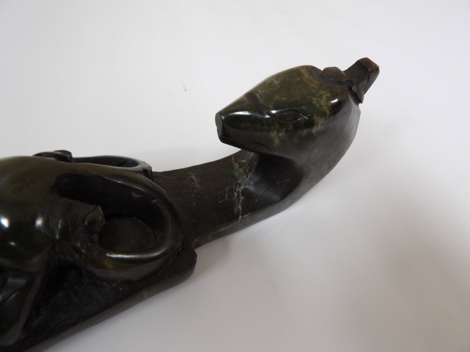 Chinese carved gem stone scepter - 4