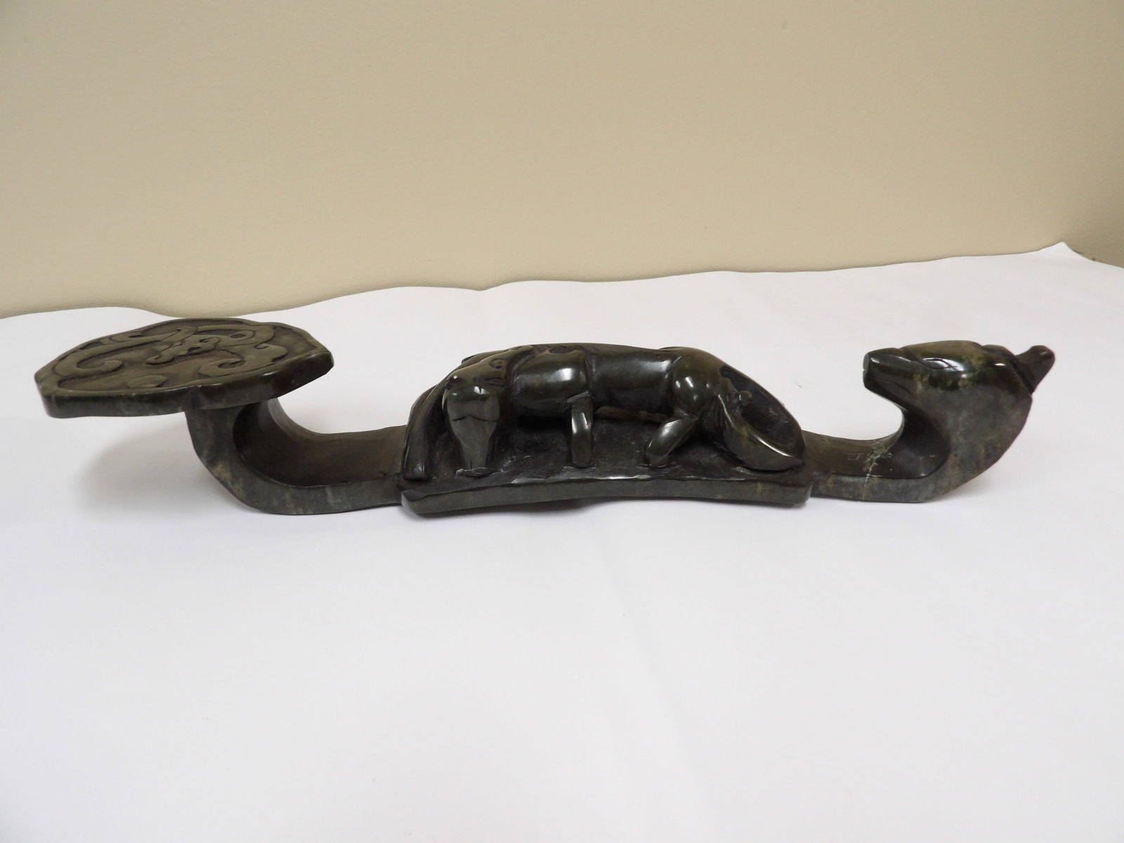 Chinese carved gem stone scepter - 7