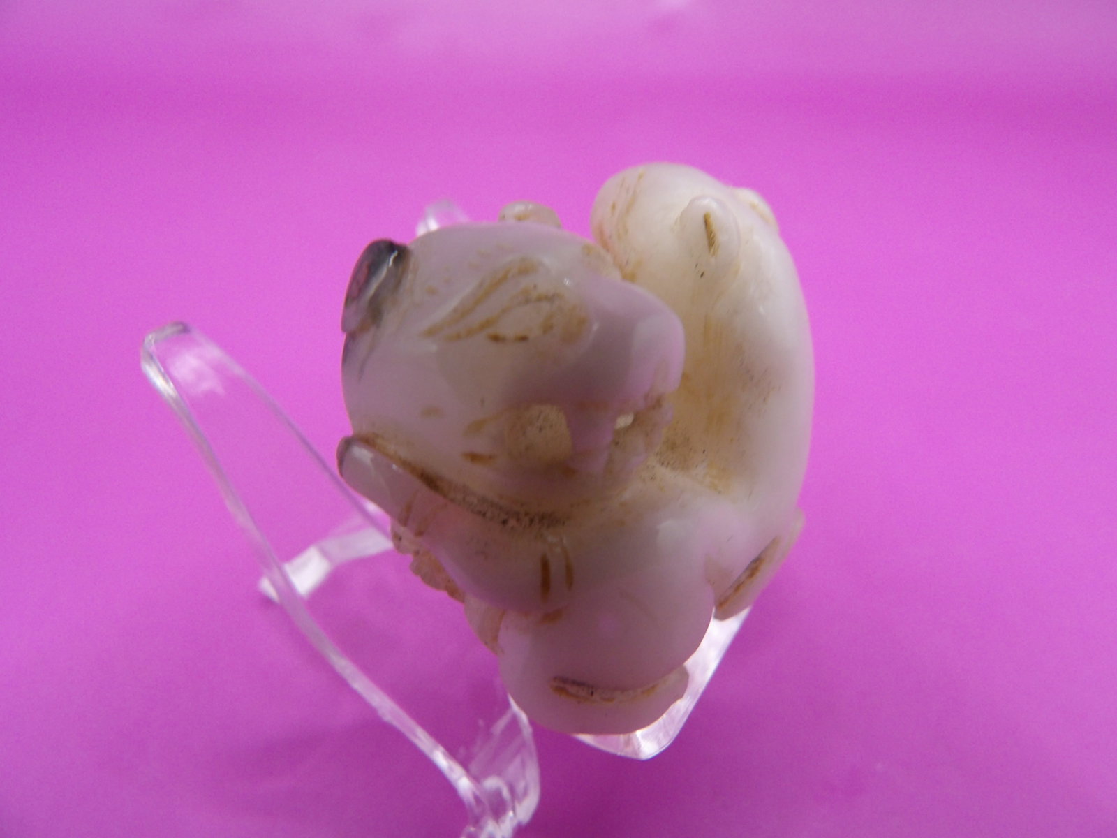 Chinese jade double beast carving - 7