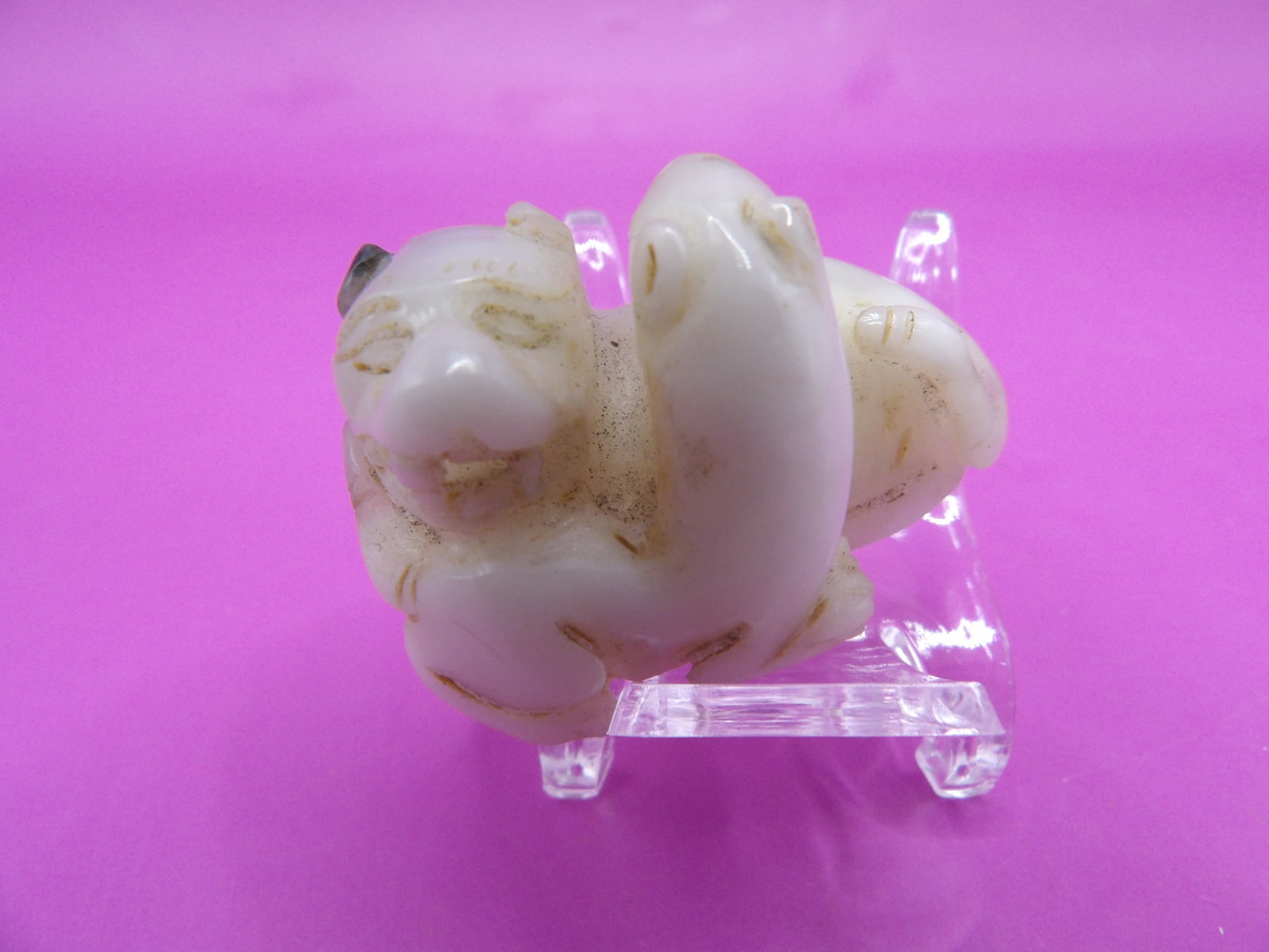 Chinese jade double beast carving - 9
