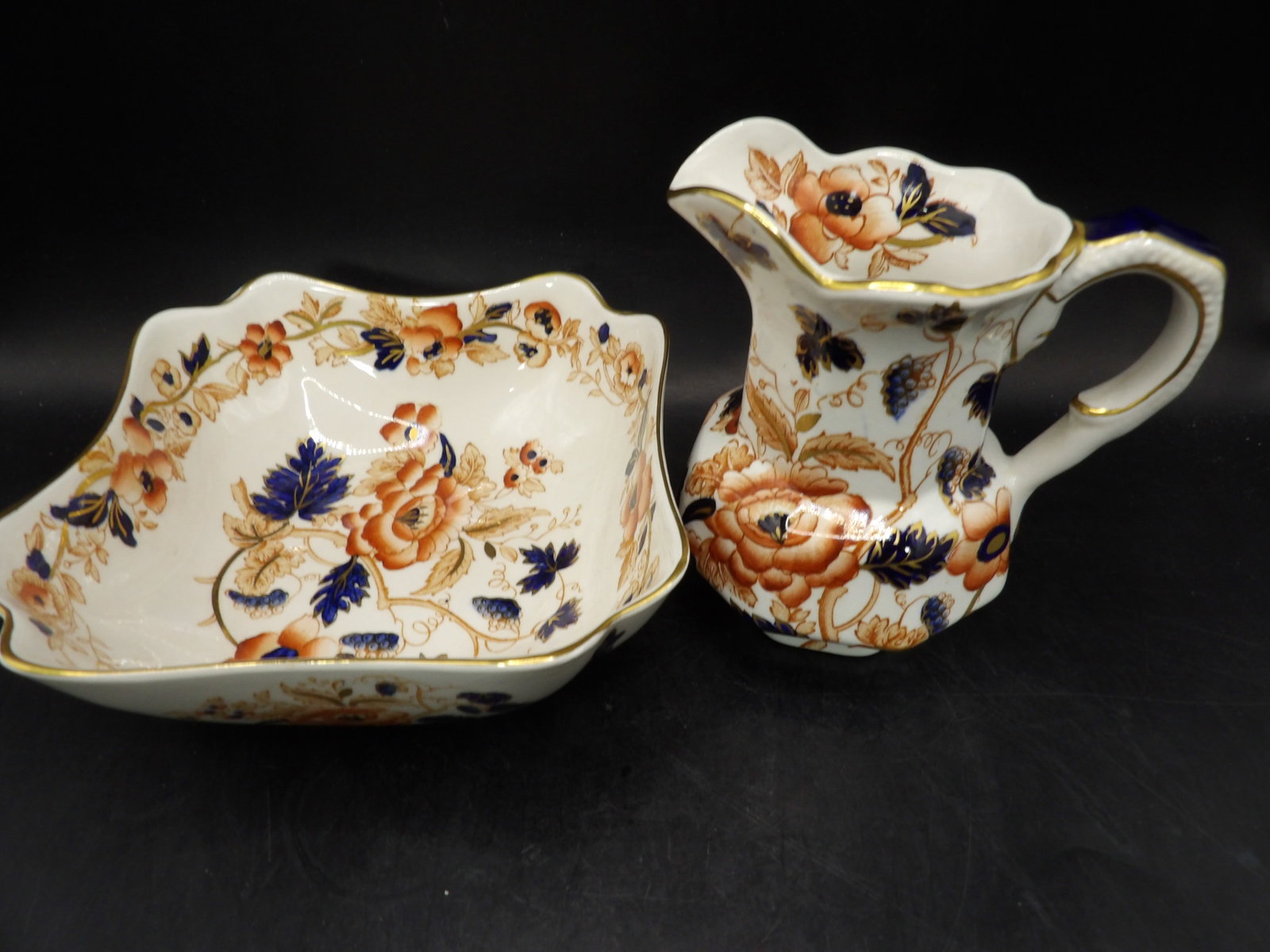 lot of 2 Enoch Wedgwood England floral decorated porcelain wash basin and pitcher set: Pitcher is 4.8 inches height. We will inhouse ship items to you very affordable and efficient. Select self-arrange shipping.