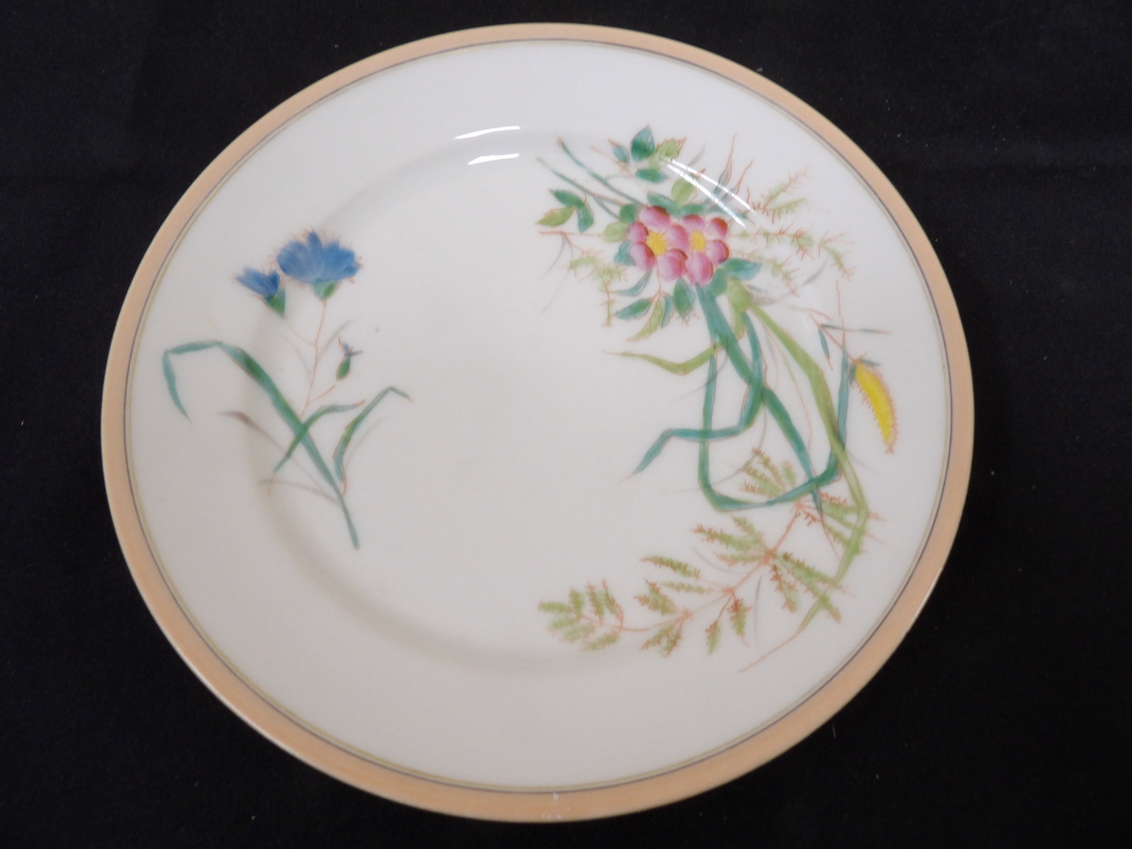 fine Limoges porcelain plate with hand painted floral motif and pink rim: 7.3 inches diameter. We will inhouse ship items to you very affordable and efficient. Select self-arrange shipping.